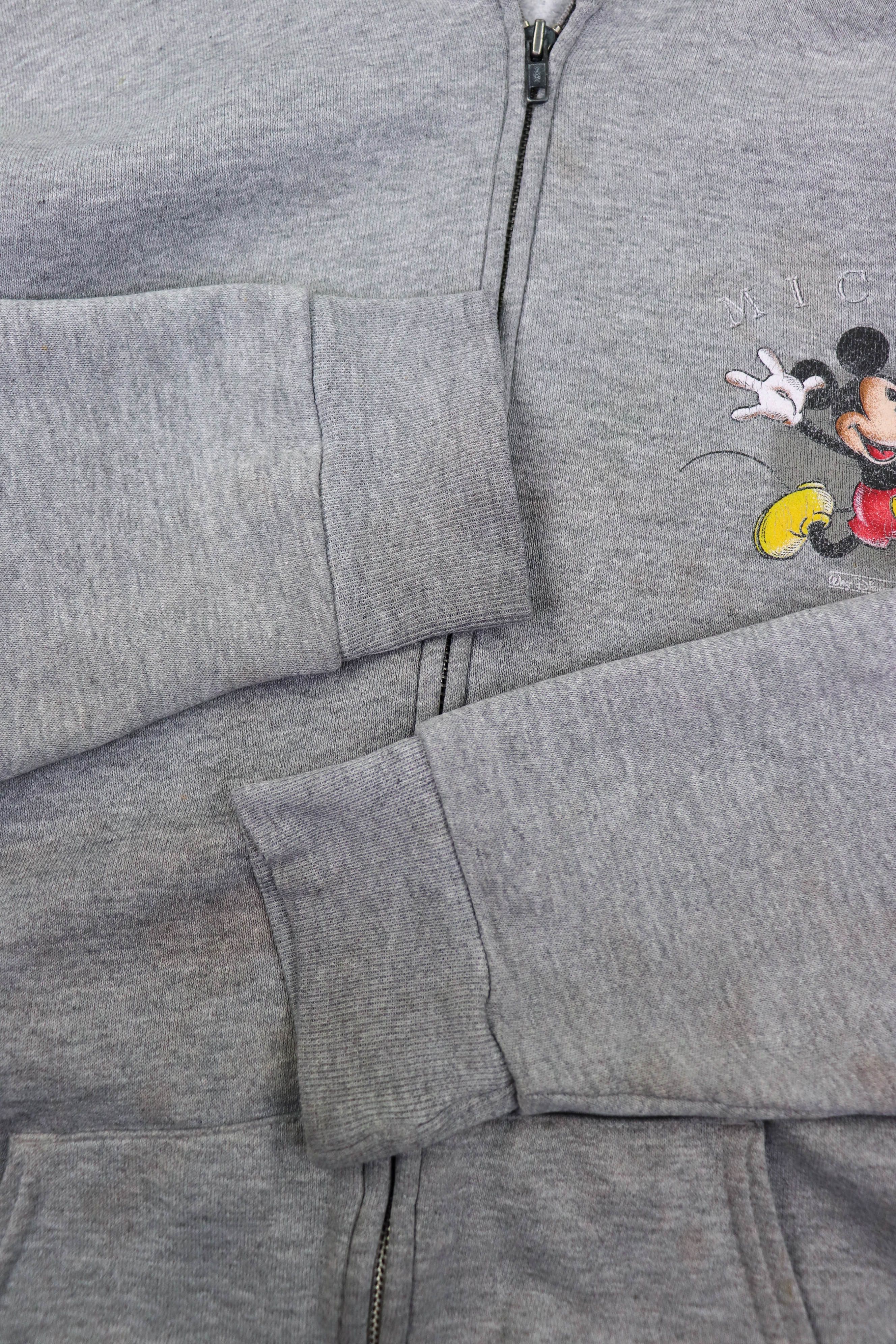 Disney 80-90s Vintage Disney Mickey Mouse Heather Gray Zip Hoodie Size US XL / EU 56 / 4 - 14 Thumbnail