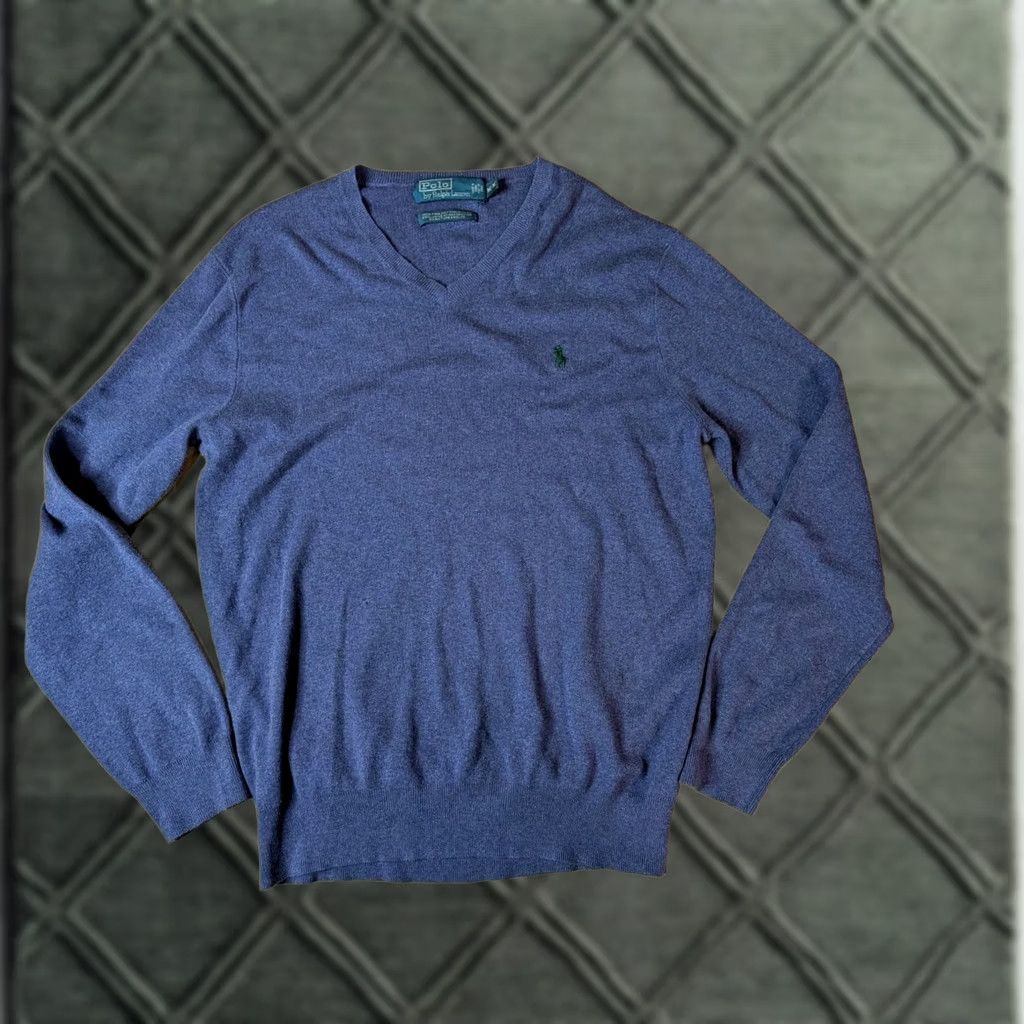 Polo Ralph Lauren VINTAGE Polo Ralph Lauren Purple Sweater Size M V Neck Pullover Pima Cotton GUC Size US M / EU 48-50 / 2 - 1 Thumbnail