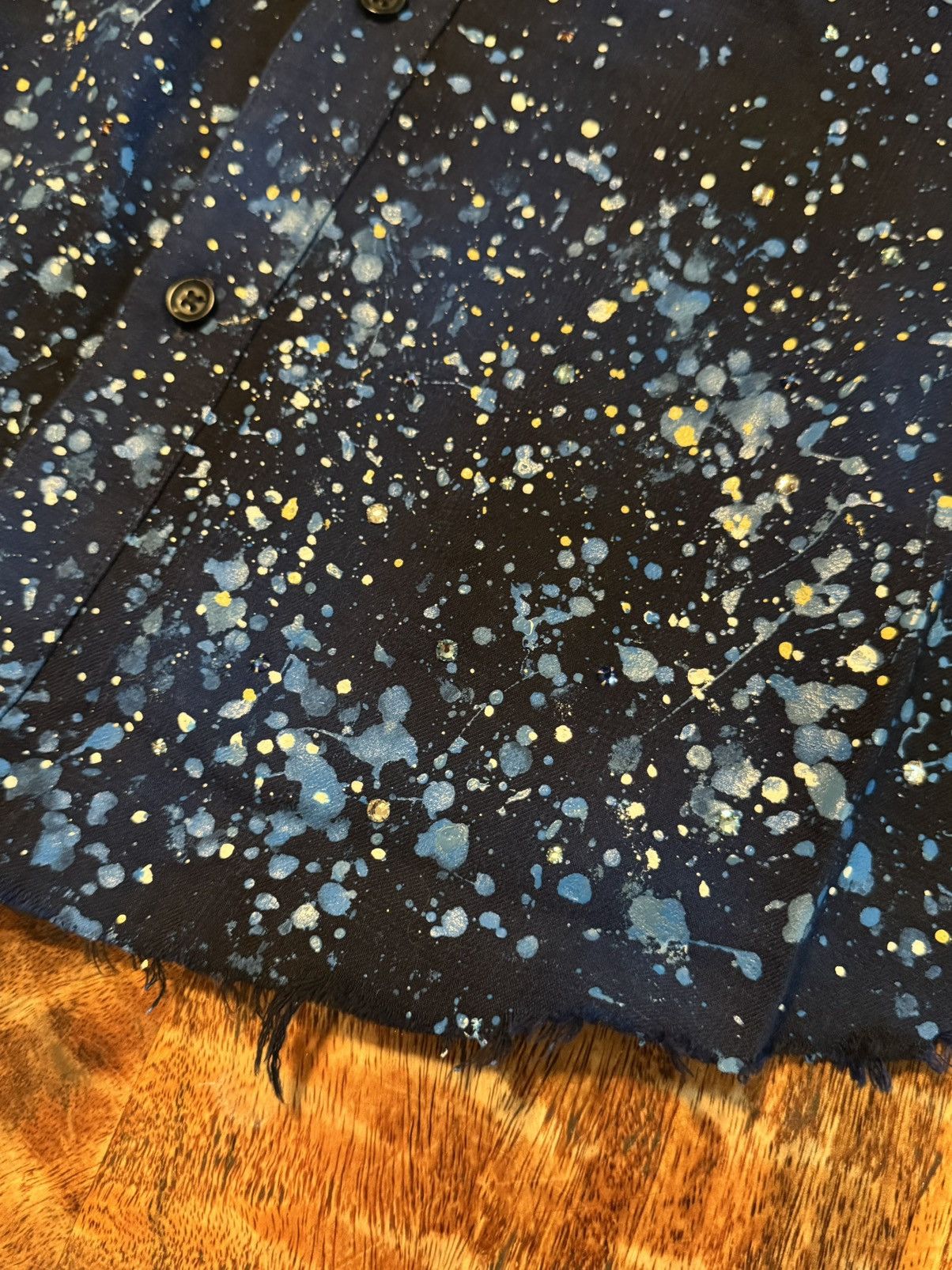 Amiri Amiri Crystal Painter Blue Flannel Shirt Size US S / EU 44-46 / 1 - 8 Thumbnail
