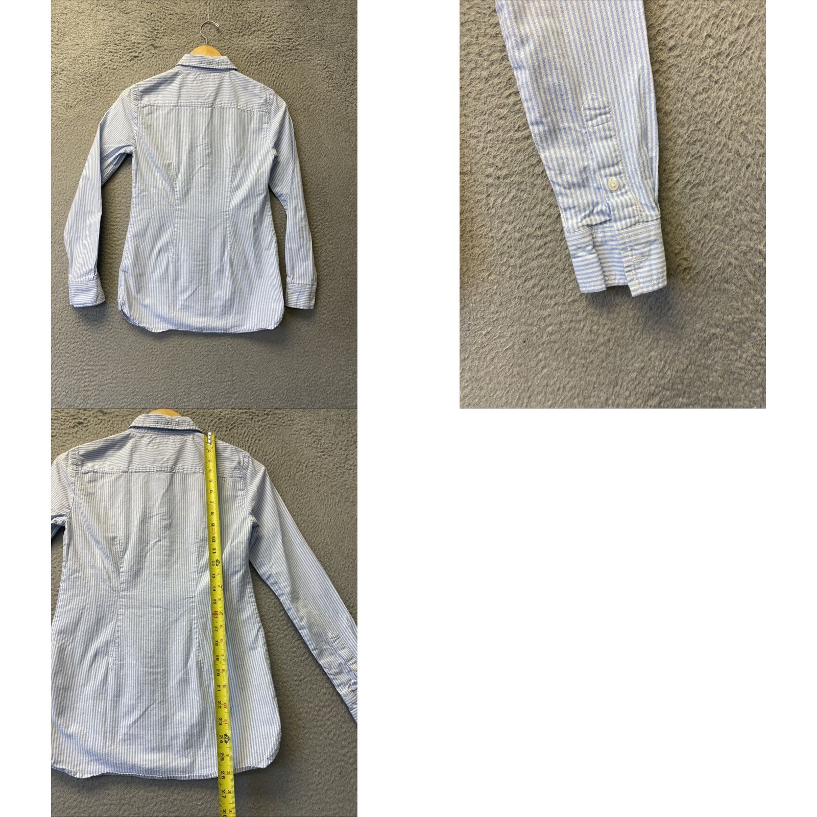 Tommy Hilfiger VINTAGE Tommy Hilfiger Women's Shirt Adult XXS Blue White Stripes Long Sleeve Button-Up Slim Fit Casual Size XXS / US 00 / IT 34 - 8 Thumbnail