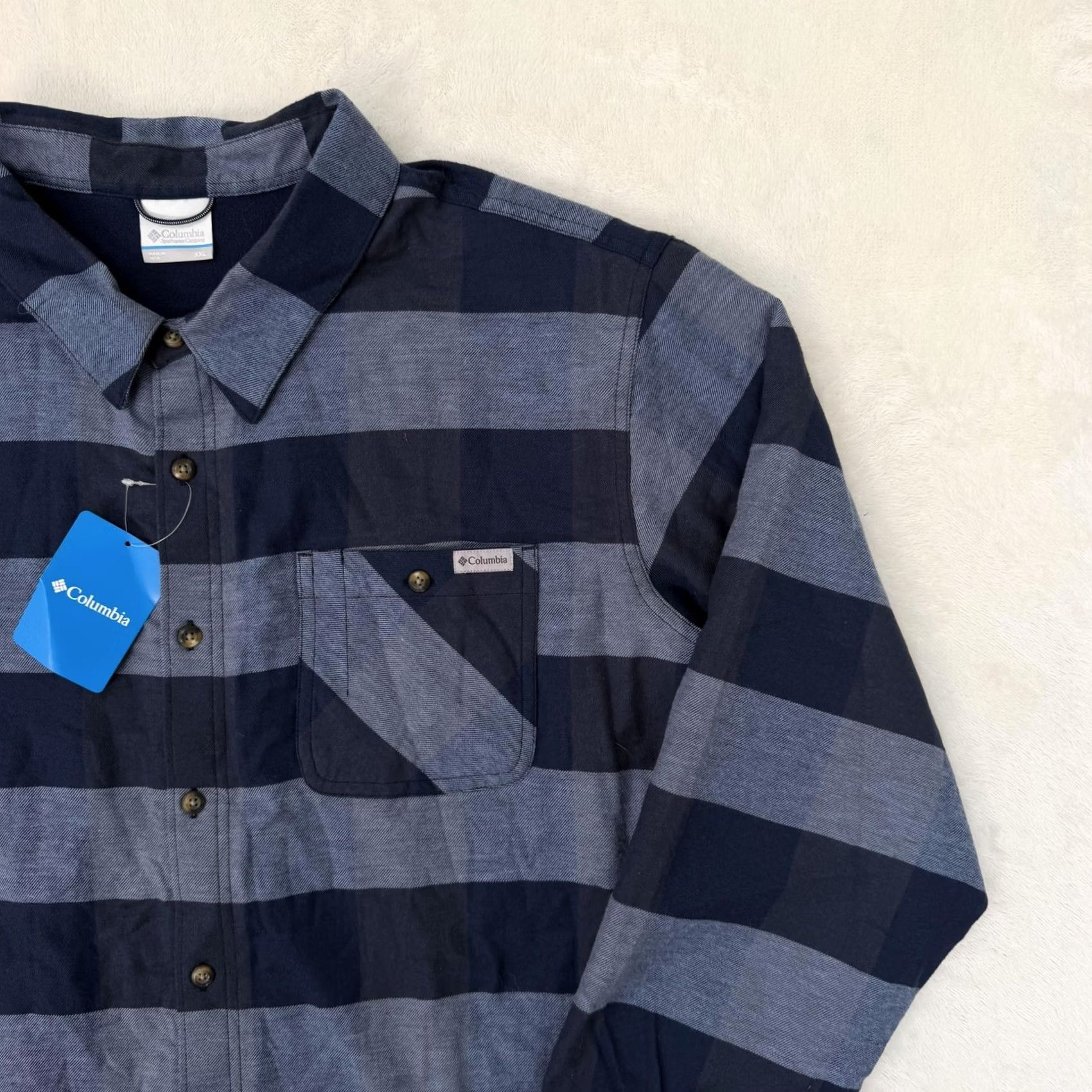 Vintage Columbia Shirt Jacket Mens 2XL Blue Stripe Flannel Lined Button Up Warm Size US XXL / EU 58 / 5 - 3 Thumbnail