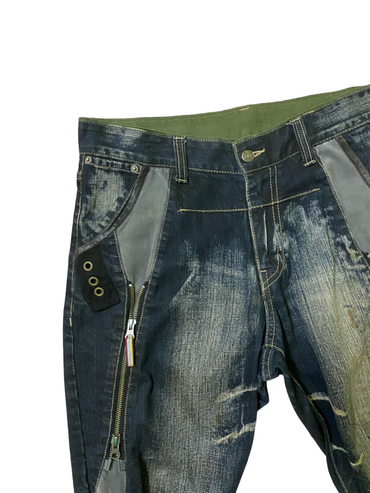 Japanese Brand Vintage PPFM Multi Zipper Hybrid Bondage Denim Pants Size US 33 - 4 Thumbnail