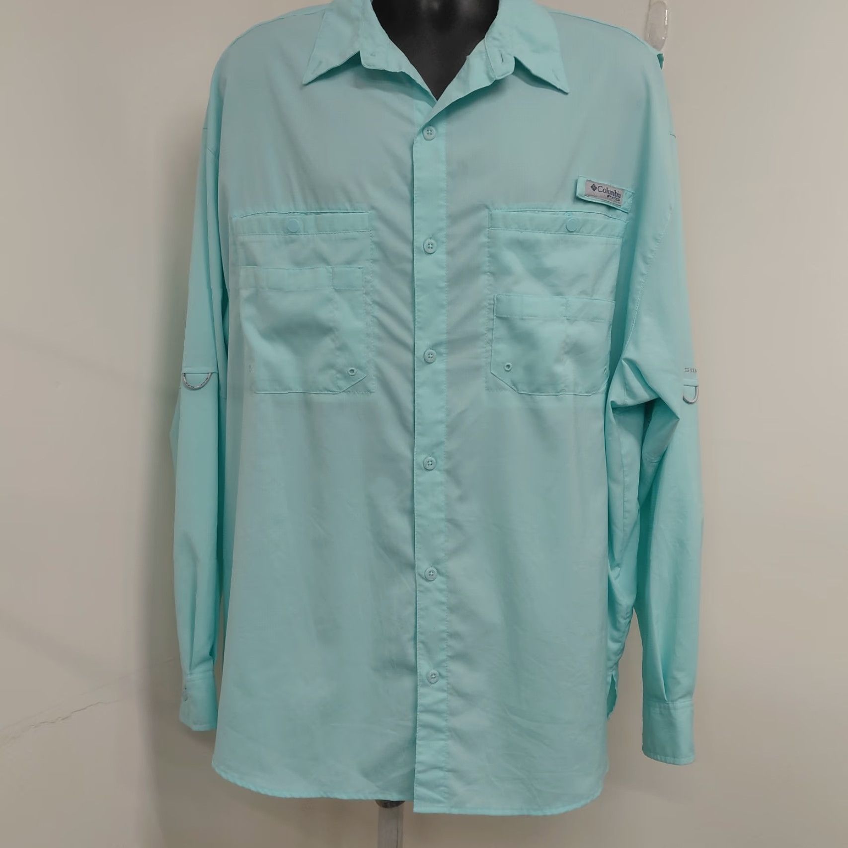 Vintage Columbia PFG Omni-Shade Shirt Men's XXL Seafoam Green Long Sleeve Button Up Size US XXL / EU 58 / 5 - 2 Thumbnail