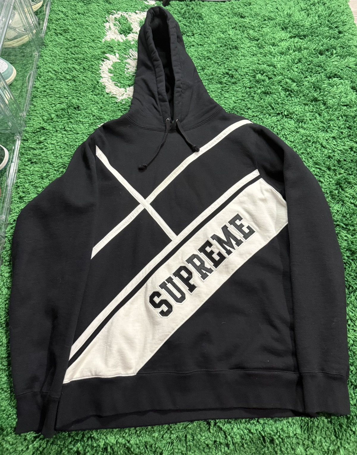 SS18 SUPREME DIAGONAL HOODED SWEATSHIRT BLACK S-XL 送料無料 Supreme Diagonal Hoodie | Grailed