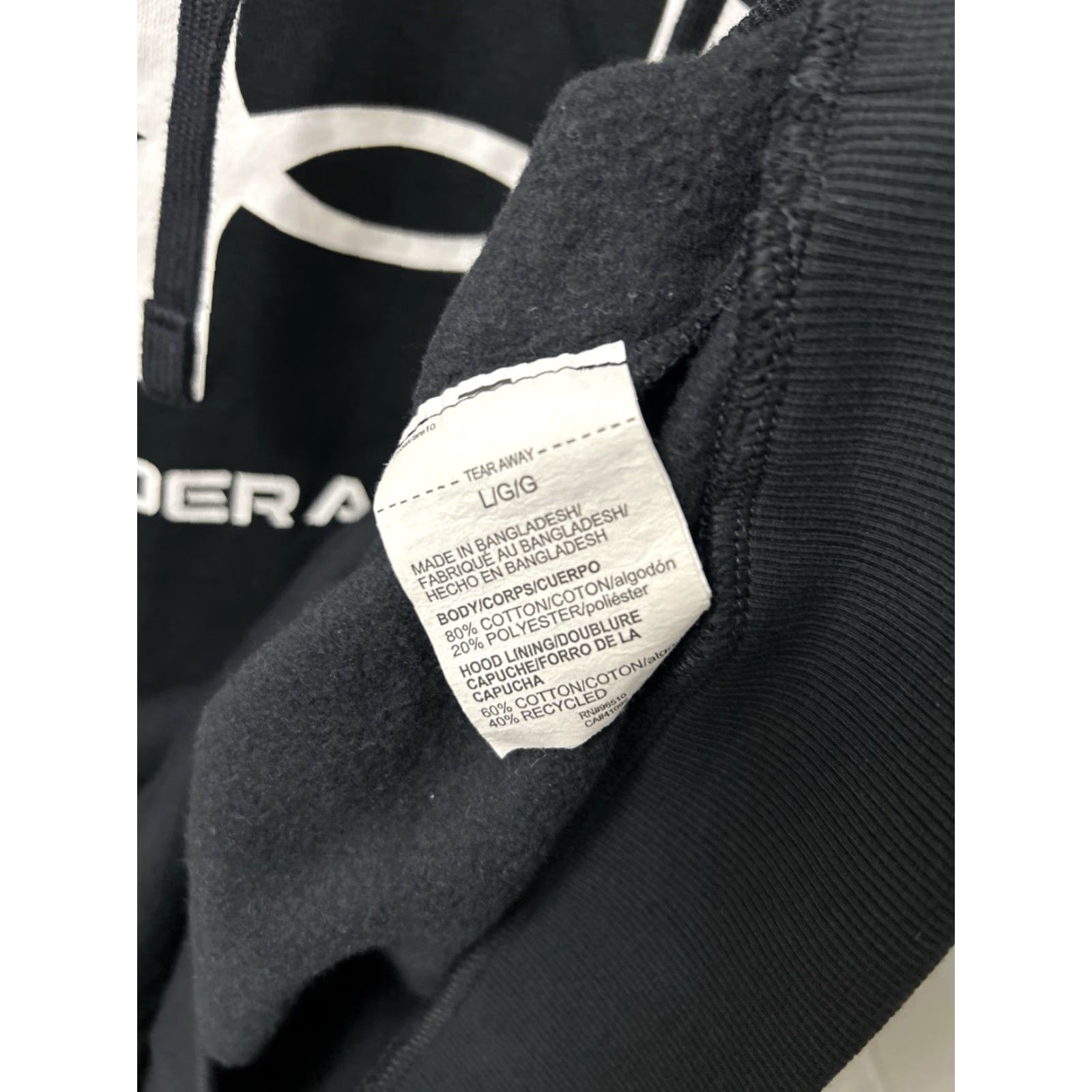 Under Armour Under Armour Hoodie Mens Large Black Pullover Sweatshirt Fleece Logo Graphic Print Pullover Hooded Pockets Regular Fit L/S Casual Fall Winter Men Size US L / EU 52-54 / 3 - 7 Thumbnail