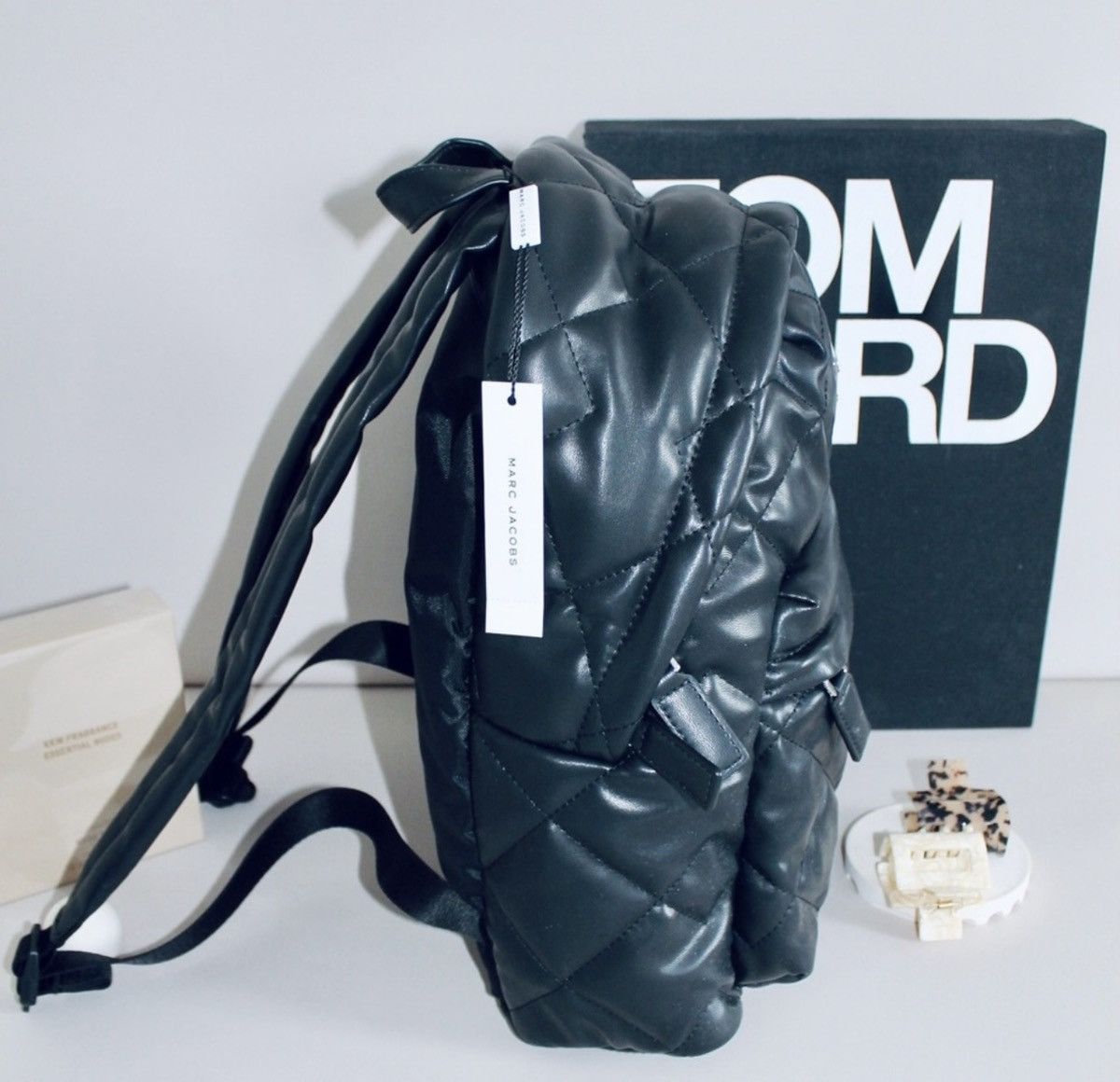 Marc Jacobs MARC JACOBS Quilted Faux Leather Black Backpack Size ONE SIZE - 4 Thumbnail