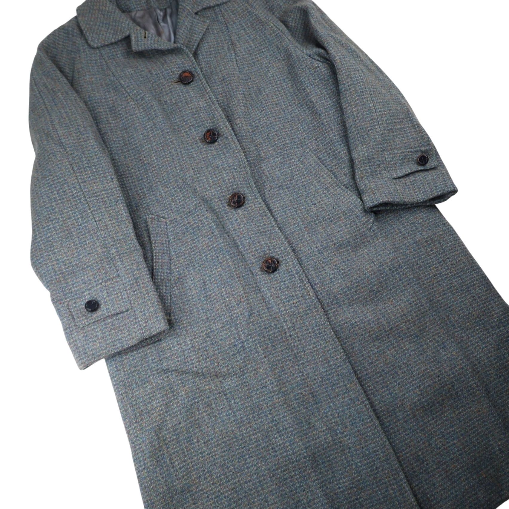 Harris Tweed VINTAGE Harris Tweed for Tar-Shire Womens Large Overcoat Blue Size L / US 10 / IT 46 - 3 Thumbnail
