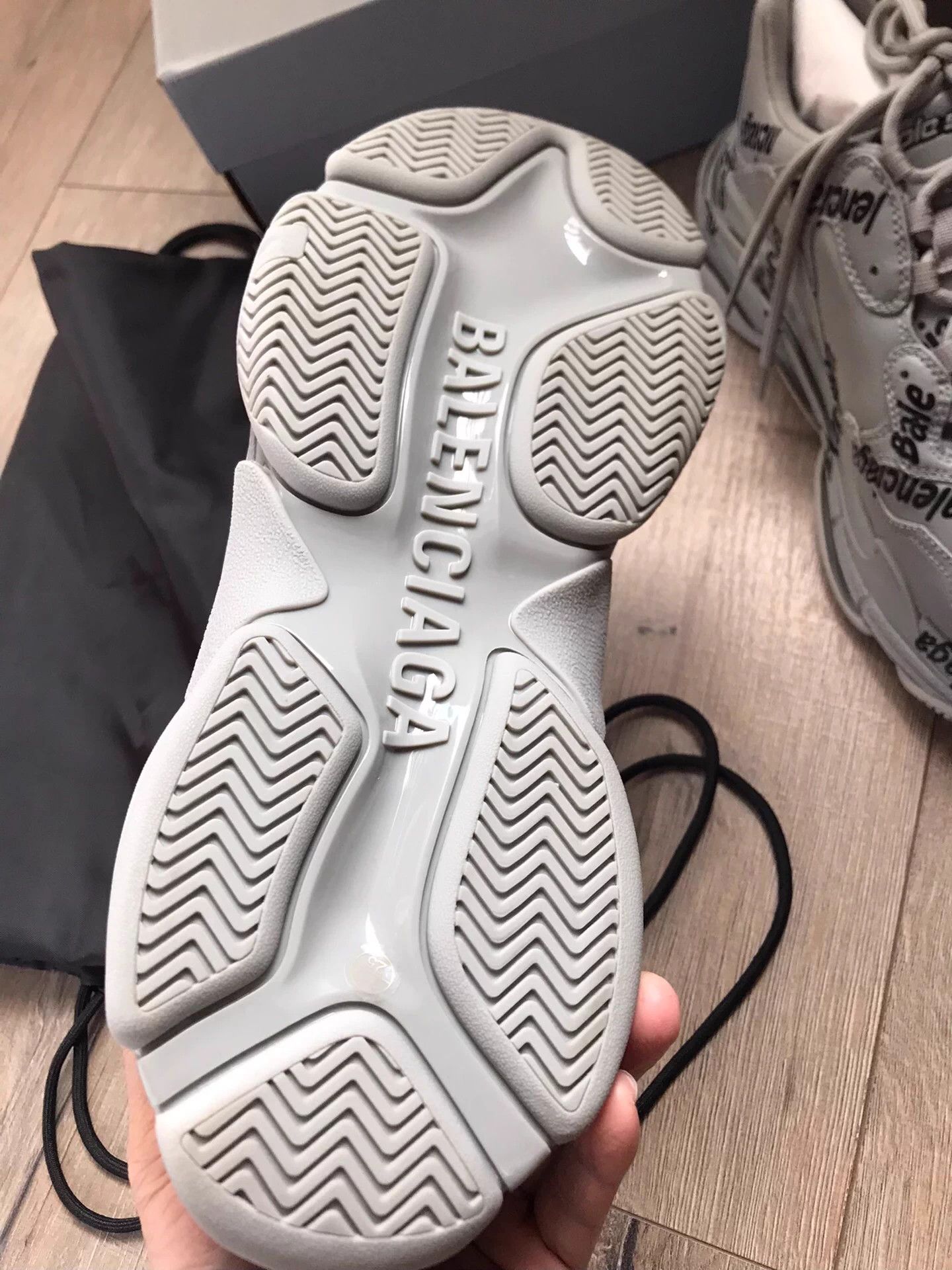 Balenciaga Balenciaga Triple S Leather Logo Sneakers Grey/Black Size US 11 / EU 44 - 5 Thumbnail
