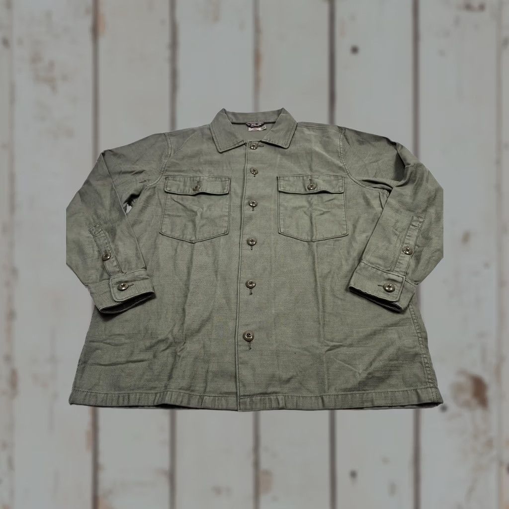 Faherty Faherty Green Cotton Military Jacket Shacket Overshirt L Women's Shirt Jacket Casual Workwear Front Button Pockets Size L / US 10 / IT 46 - 1 Thumbnail