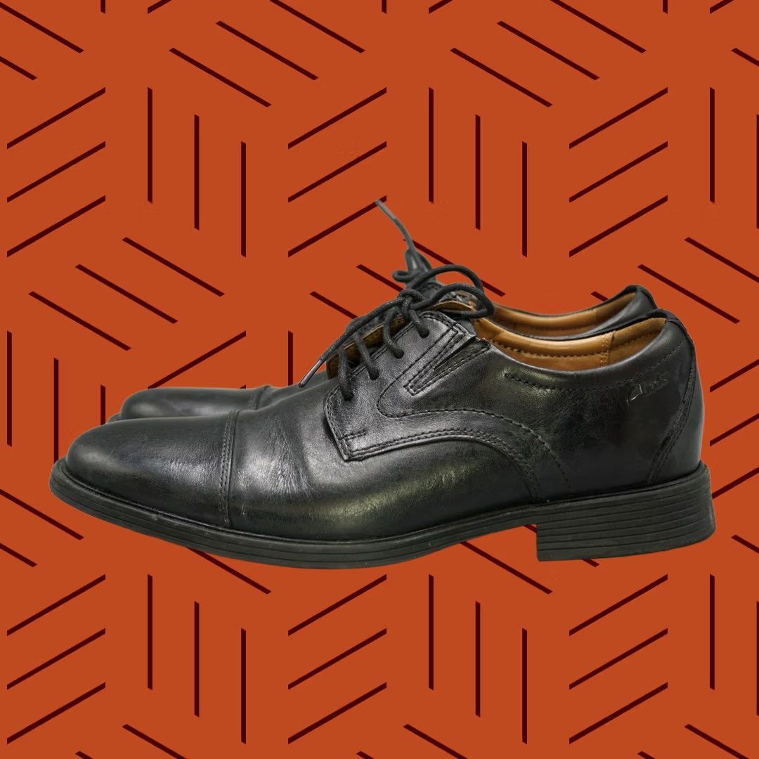 Clarks Clarks Men's Black Leather Cap Toe Oxford Dress Shoes US 7.5 EU 40 UK 6.5 Size 40 - 1 Thumbnail