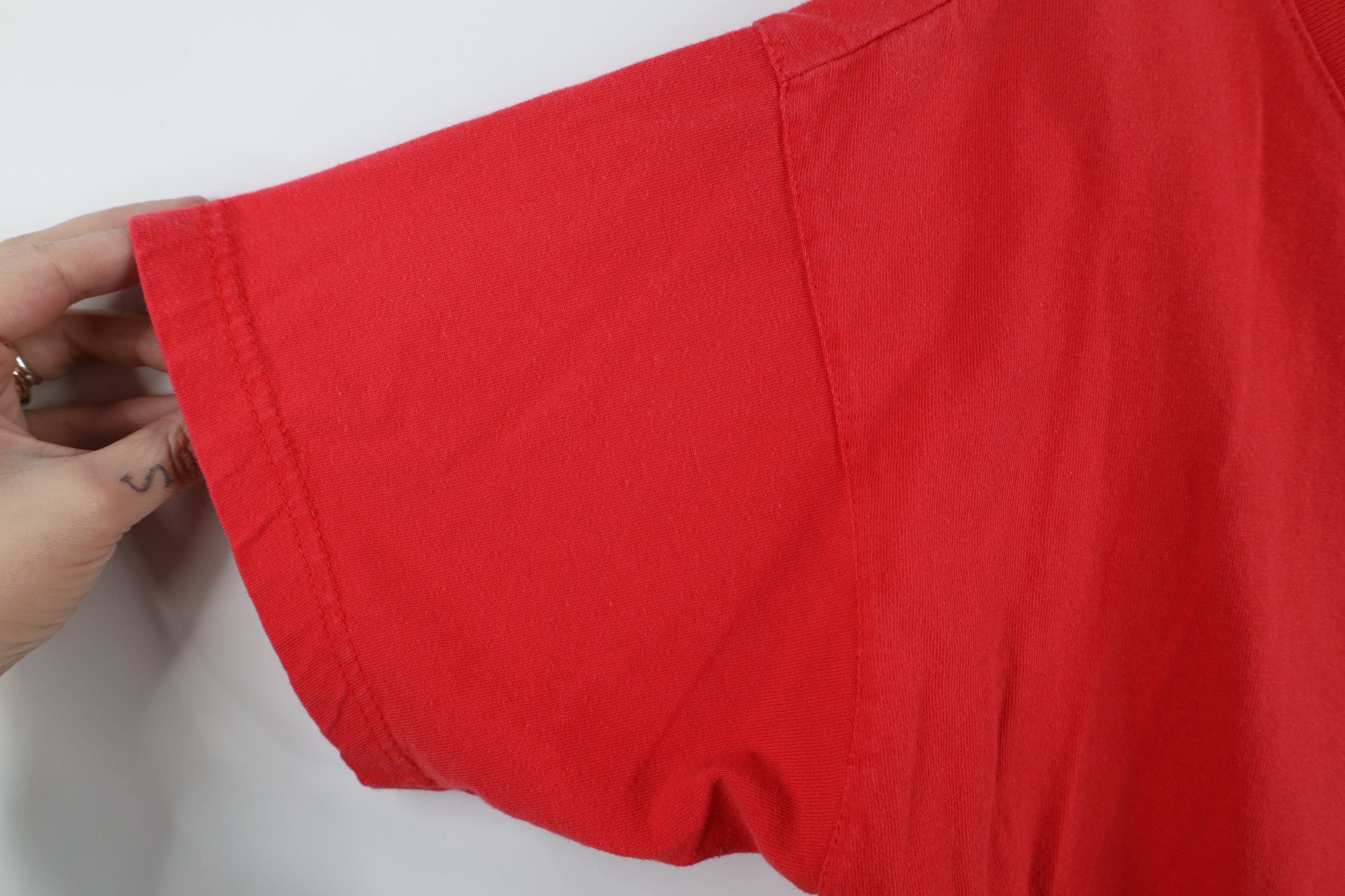 Vintage Vintage 90s Streetwear Blank V-Neck T-Shirt Red Cotton Size US S / EU 44-46 / 1 - 4 Thumbnail
