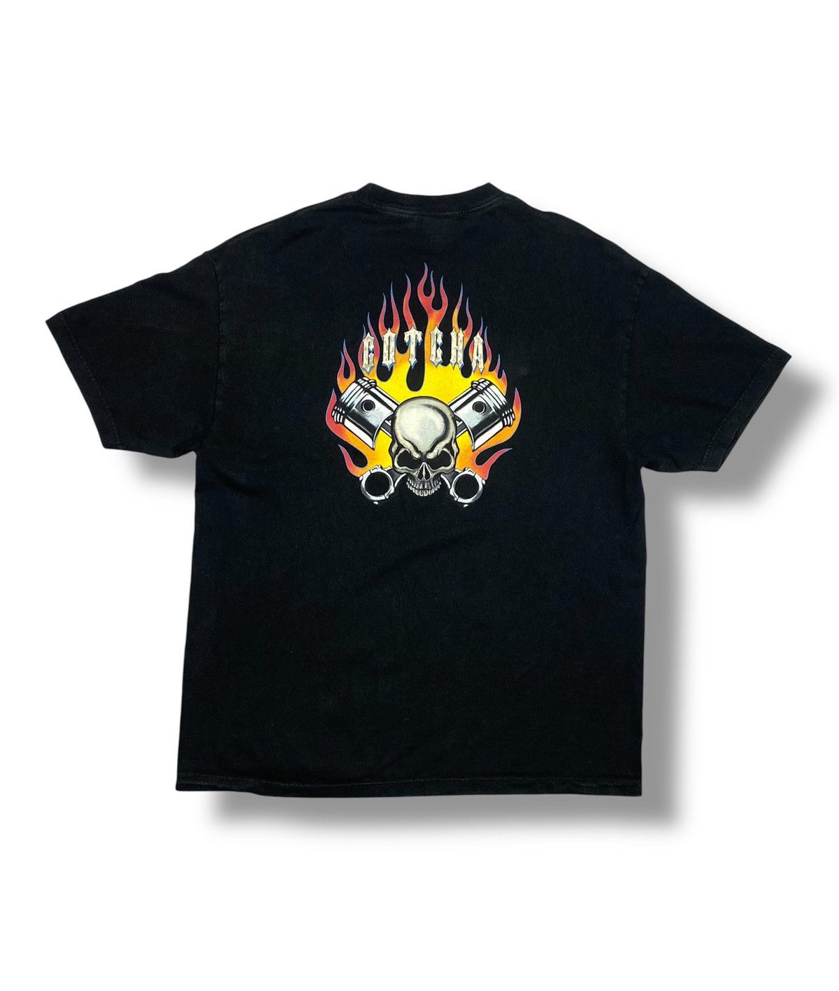 Gotcha Gotcha Skull & Flames Graphic T-Shirt y2k Motorcycle Size US XL / EU 56 / 4 - 1 Thumbnail