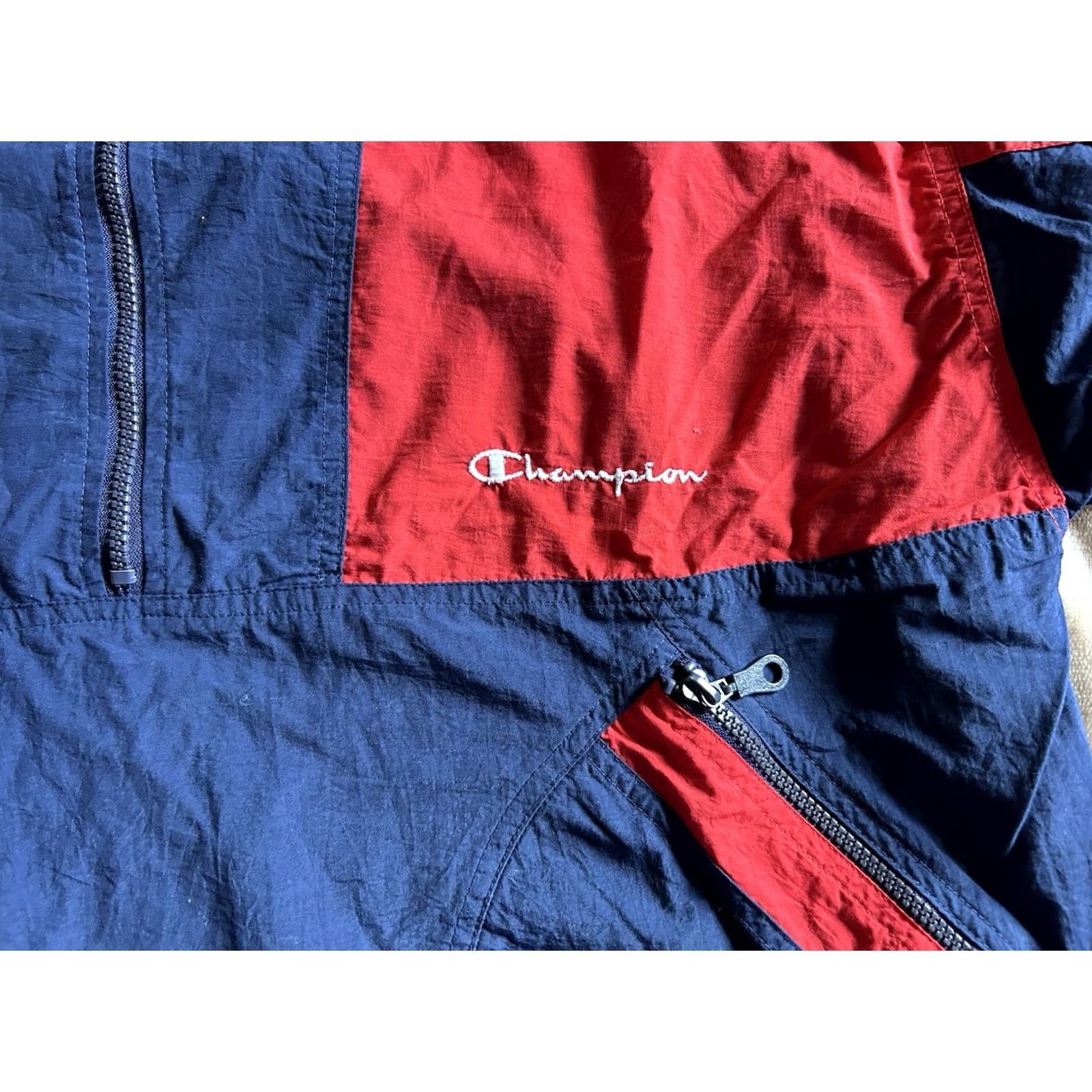 Champion VINTAGE Champion Windbreaker Jacket Coat Pockets 1/4 Zip Mens Size L 90s Size US L / EU 52-54 / 3 - 4 Thumbnail