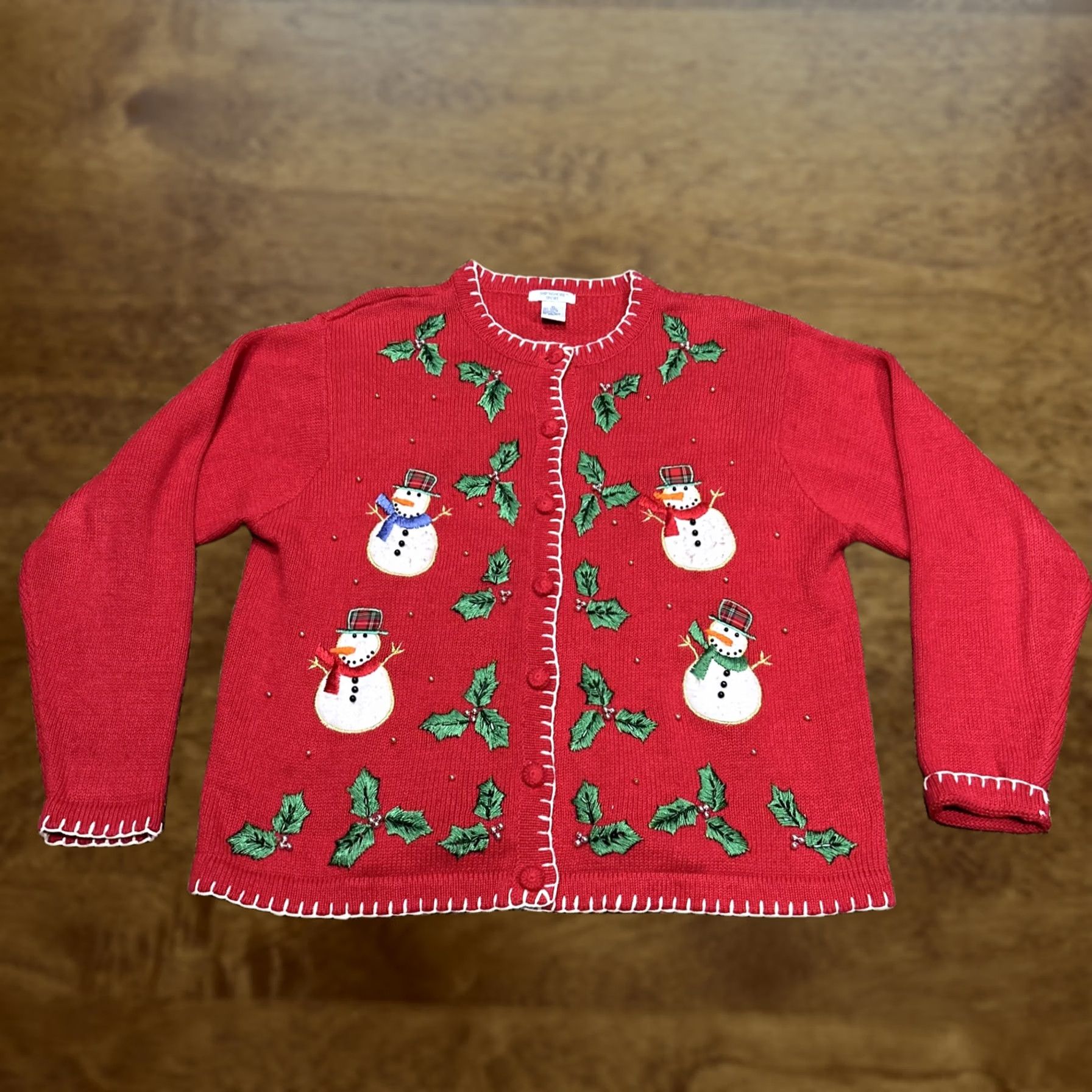 Vintage Ship’ Shore Christmas Embroidered Sweater Women’s Size XL Button Up Size XL / US 12-14 / IT 48-50 - 1 Thumbnail