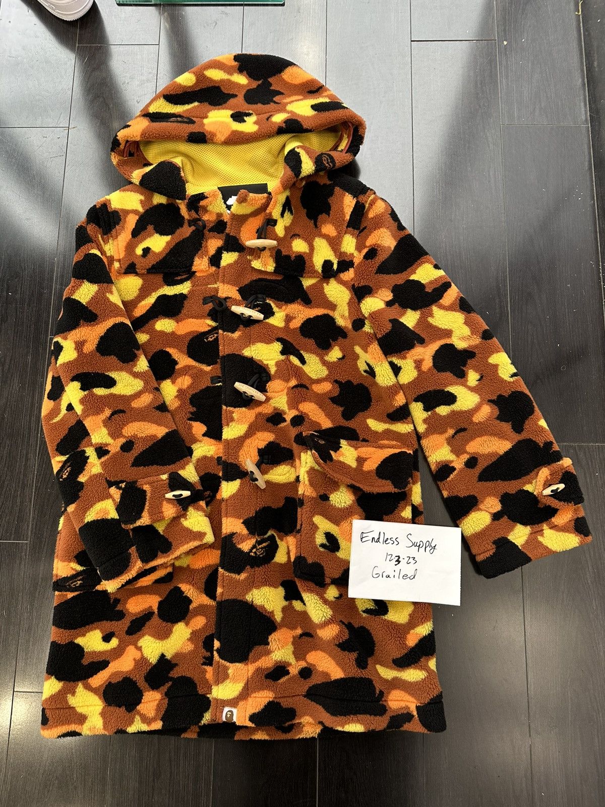 image of Bape 1St Camo Boa Duffle Coat in Orange, Men's (Size Small)