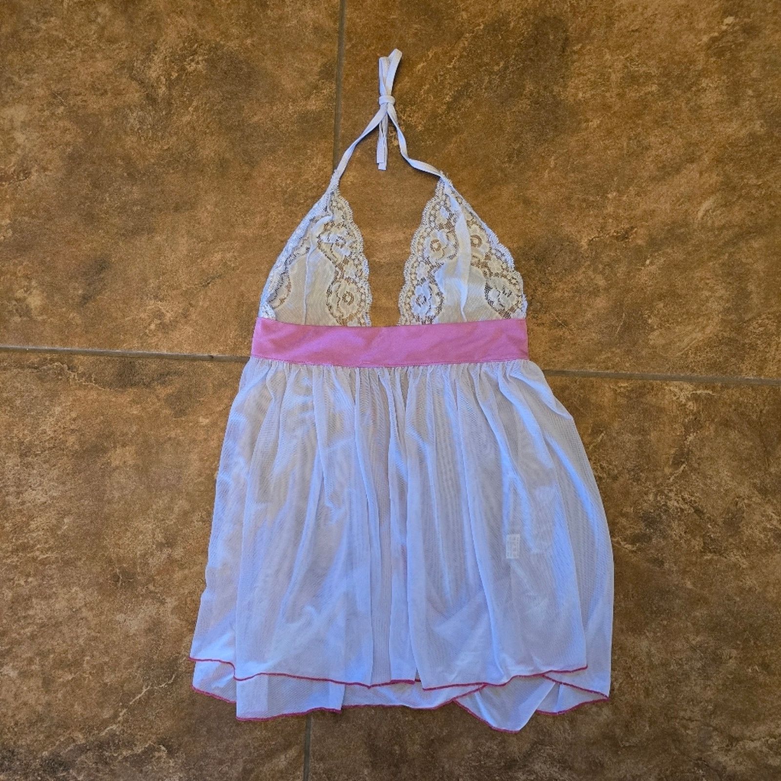 Other White Pink Lace Wrapped Lingerie Nightie Size ONE SIZE - 2 Thumbnail