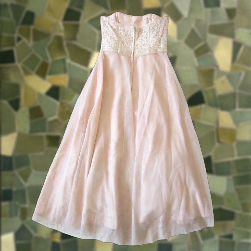 Vintage VINTAGE Scott McClintock Pink Lace Floral Strapless Long Formal Cocktail Party Dress 10 Size L / US 10 / IT 46 - 1 Thumbnail