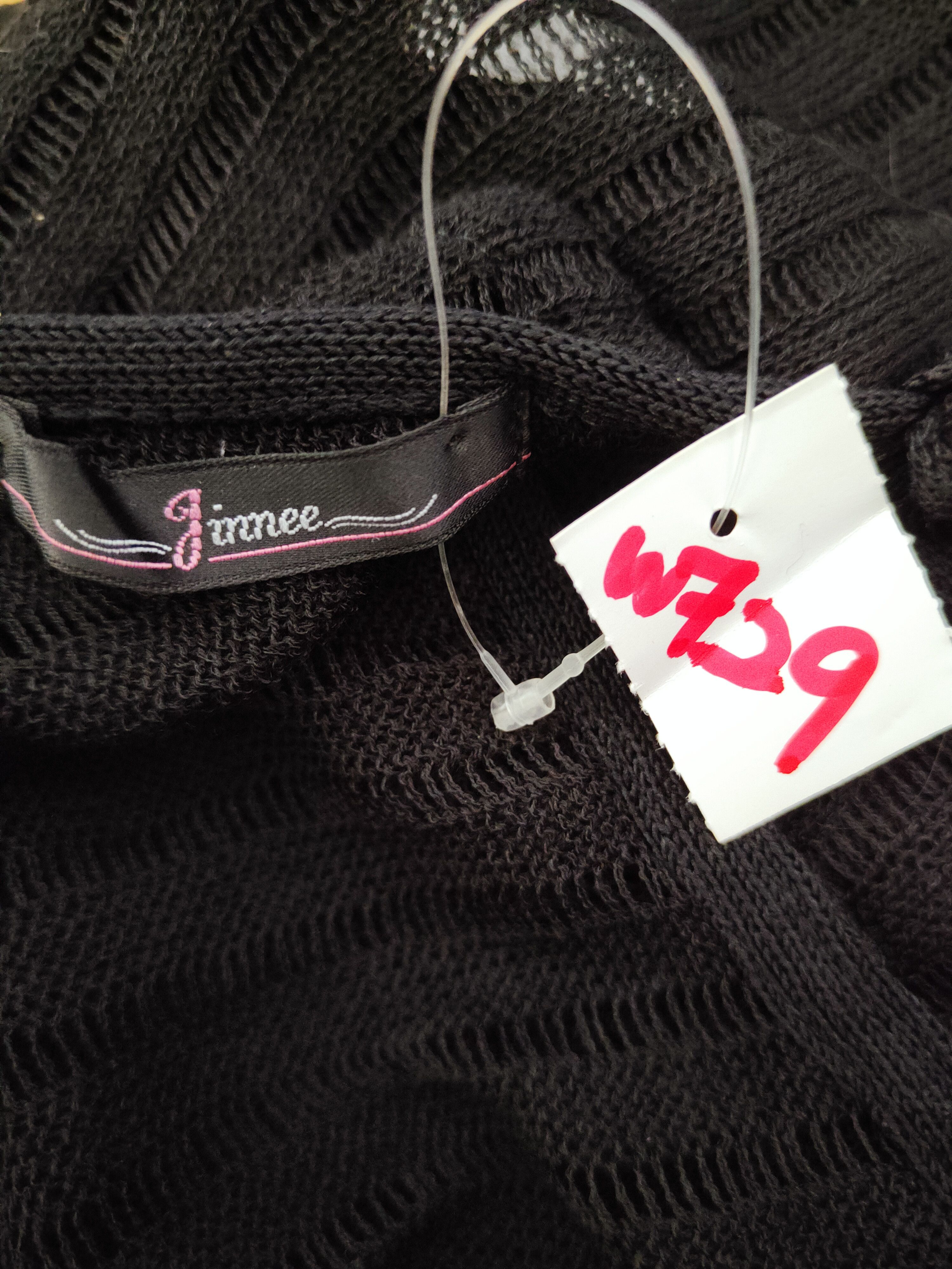 Homespun Knitwear Jinnee Black Crochet Mesh Net Knitwear Blouses #W729 Size M / US 6-8 / IT 42-44 - 12 Thumbnail