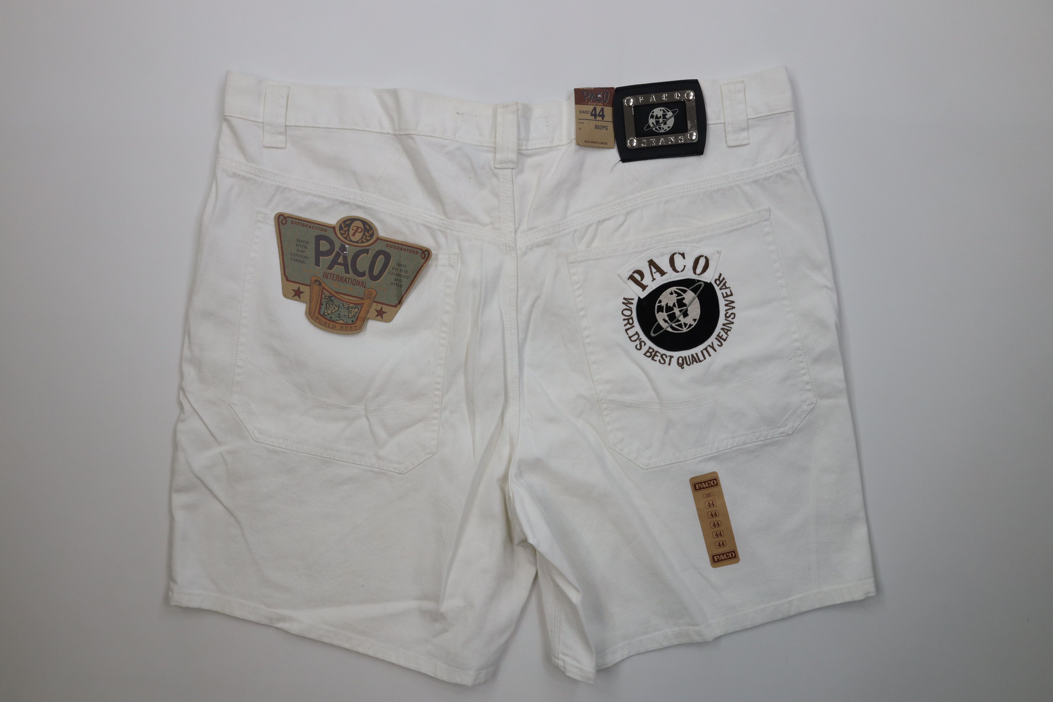 Vintage Deadstock Vintage 90s Paco Denim Jean Shorts White Cotton Size US 44 / EU 60 - 9 Thumbnail