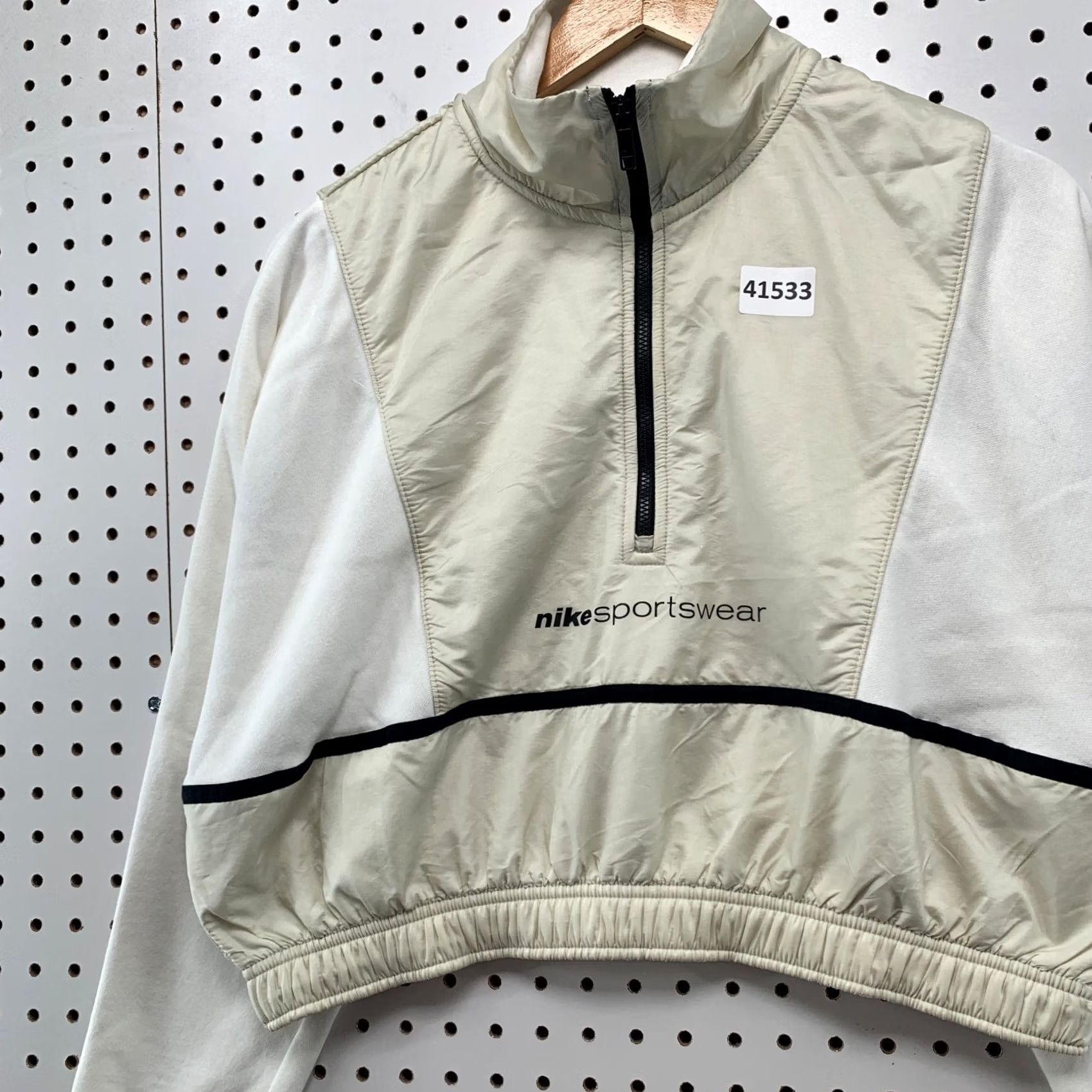 Nike Nike Sportswear Cropped 1/2 Zip Sweatshirt Womens M White Beige Sweatshirt Size M / US 6-8 / IT 42-44 - 6 Thumbnail