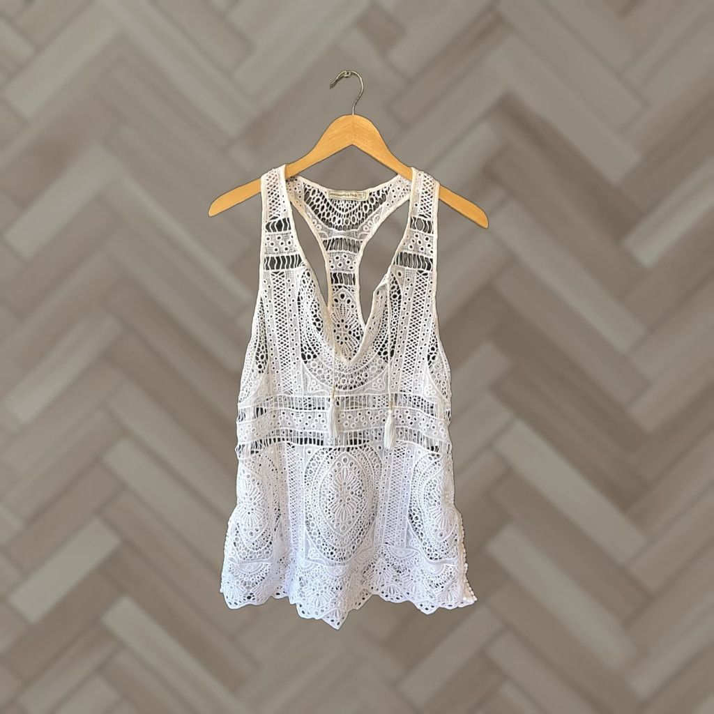 Abercrombie & Fitch Abercrombie & Fitch Womens White Knit Swim Cover Up Top M/L Size M/L White Cover Up Womens 90s? Size M / US 6-8 / IT 42-44 - 1 Thumbnail