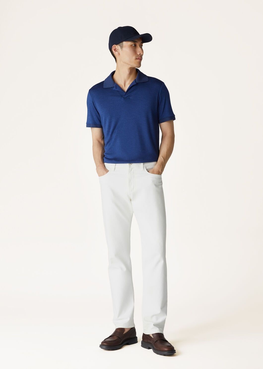 Loro Piana o1w1db10125 FAM3988 Open Polo Shirt in Navy Blue Size US M / EU 48-50 / 2 - 2 Thumbnail