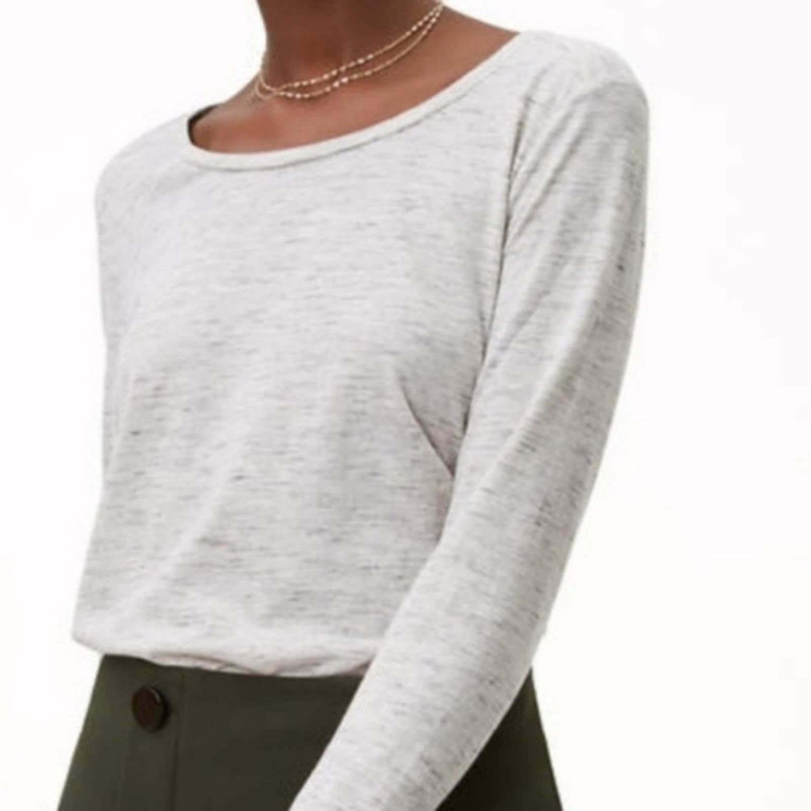 Loft LOFT Gray Shimmer Long Sleeve Top Size S / US 4 / IT 40 - 2 Thumbnail