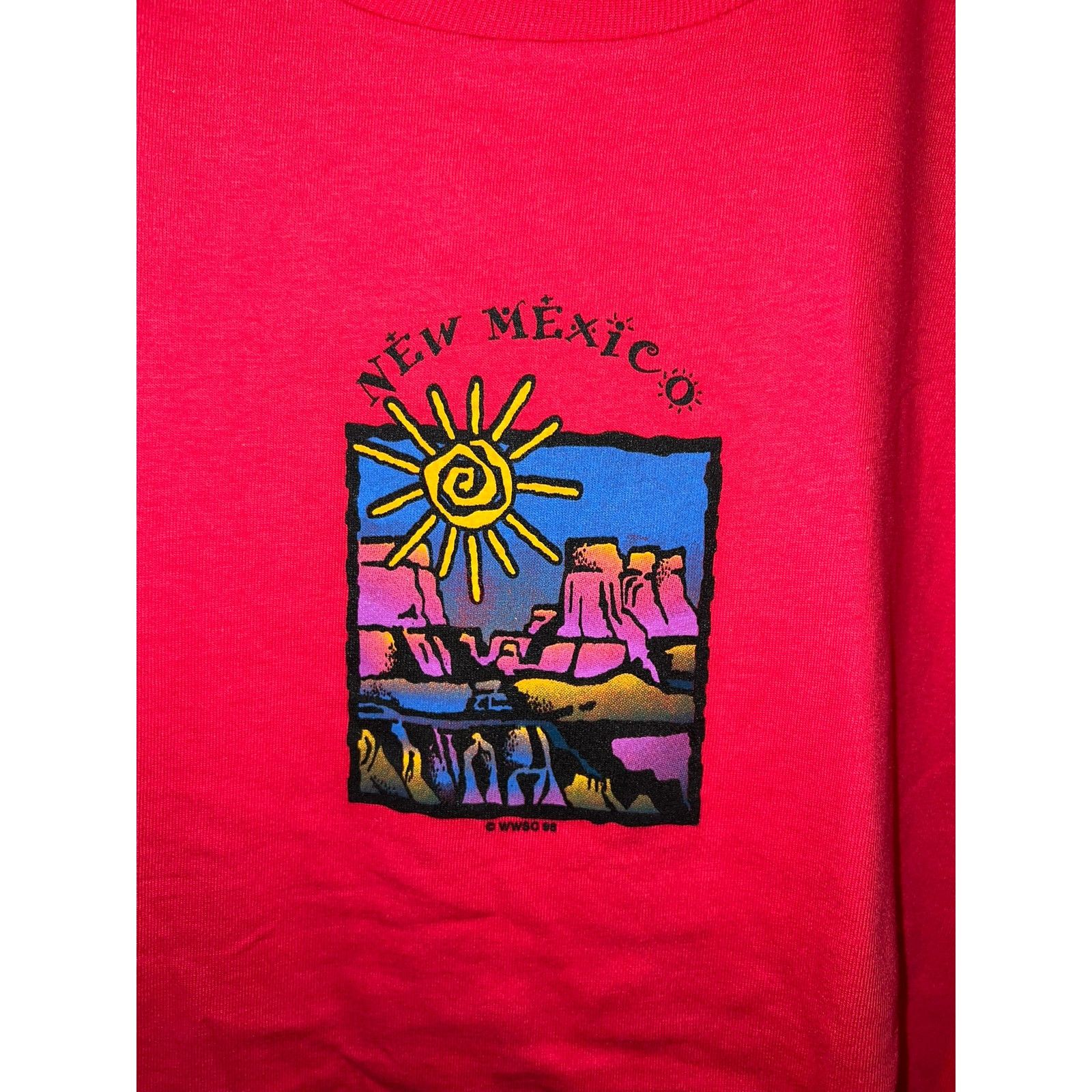 Jerzees Vintage New Mexico Desert Shirt Art Red Tee VTG 90s Large Size US L / EU 52-54 / 3 - 2 Thumbnail