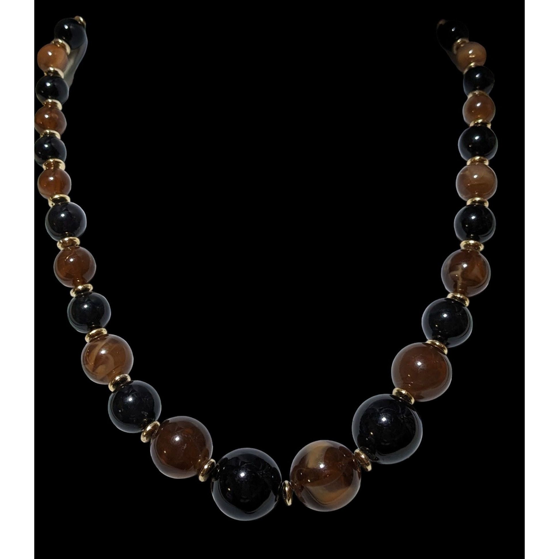 Other Elegant Retro Brown And Black Beaded Necklace Size ONE SIZE - 2 Thumbnail