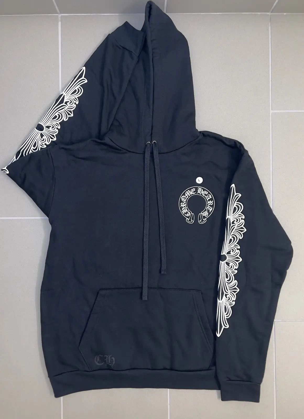 専用 Chrome Hearts Horseshoe Floral Fleece Chrome Hearts Horseshoe Floral Sleeve Zip Up Hoodie - SRM