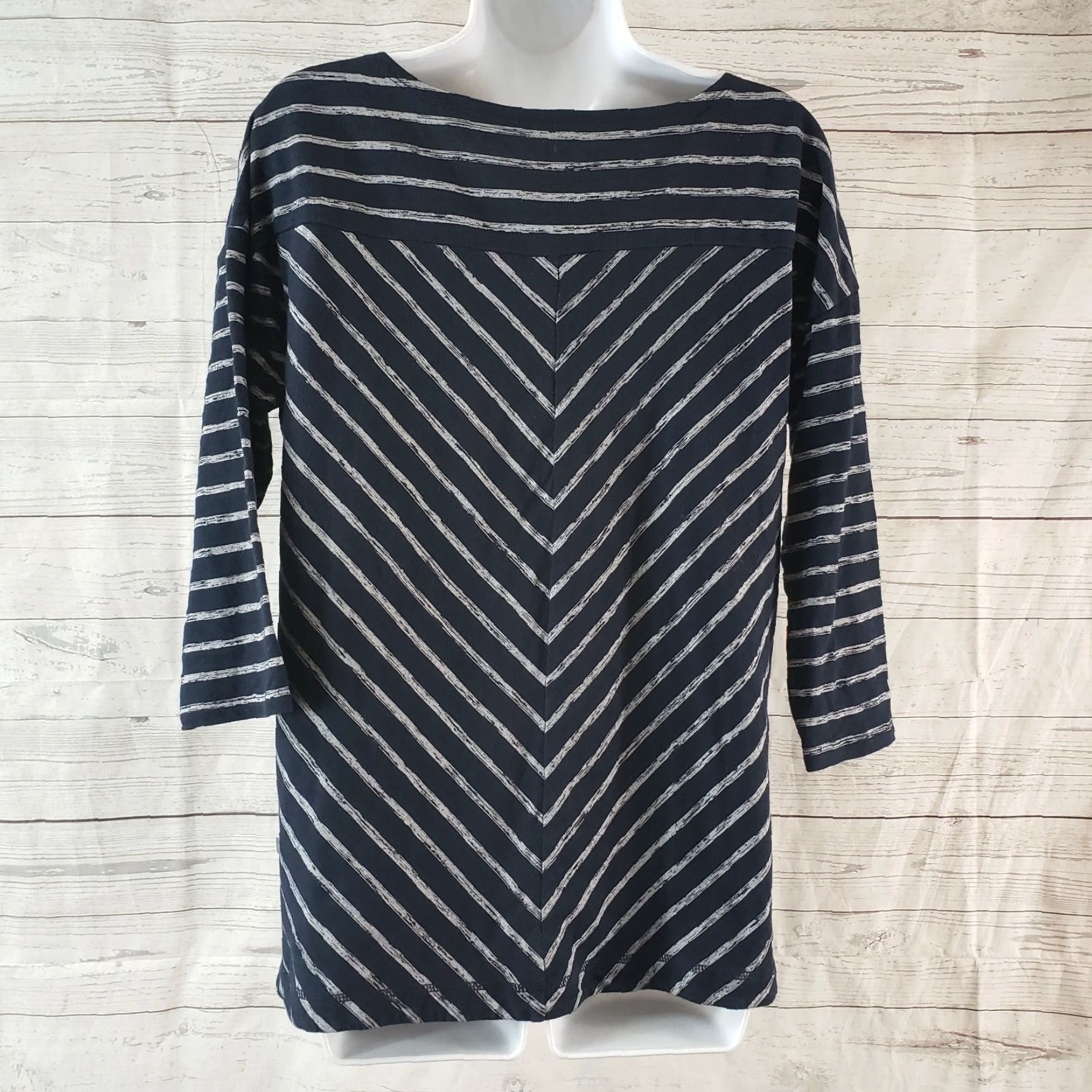 Talbots T by Talbots Womens Top 3/4 Sleeve Blue Striped Shirt Size S Small Casual Womens Size S / US 4 / IT 40 - 4 Thumbnail