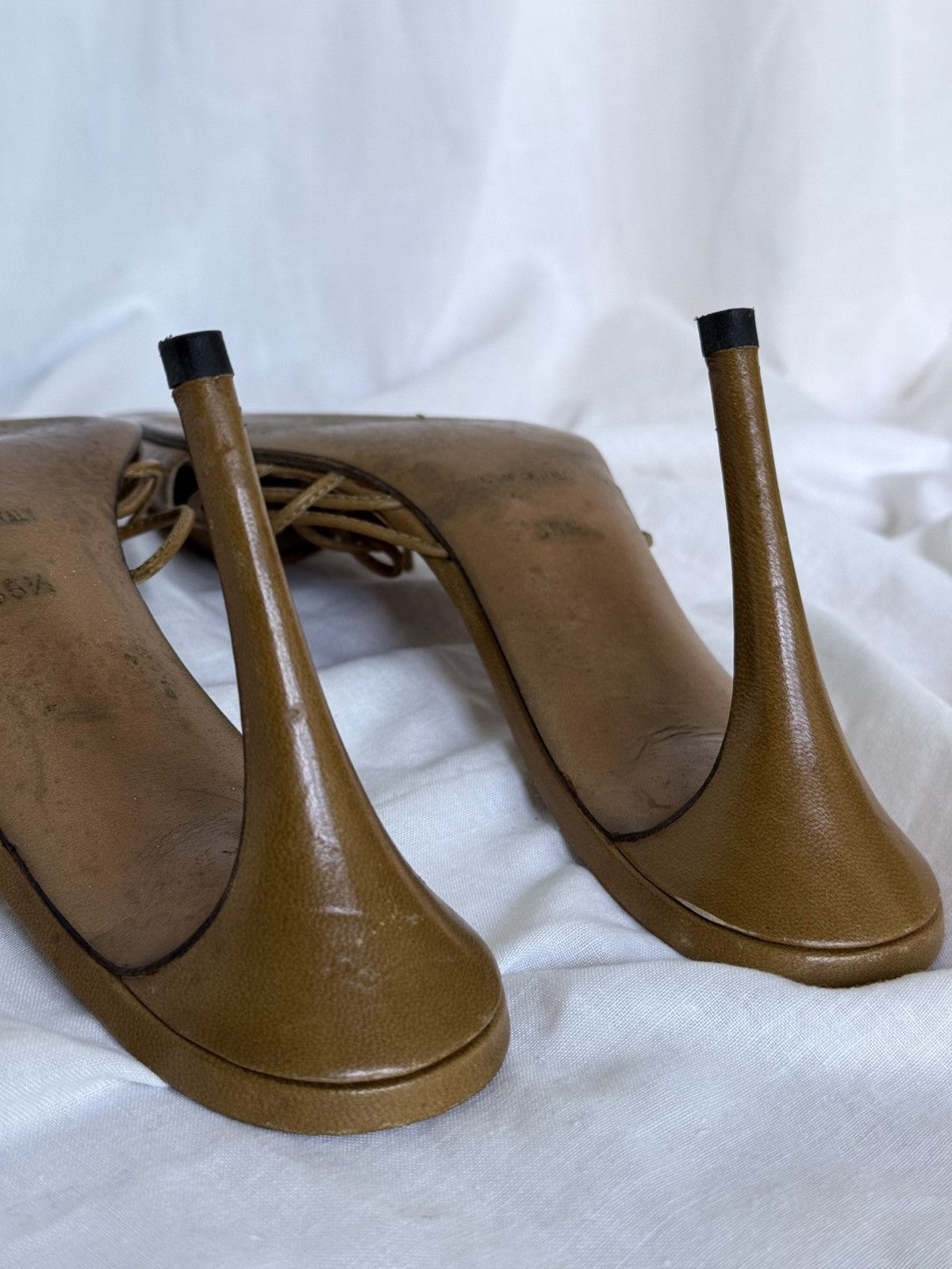 Dior Dior Leather Caramel/Camel Laced Mules Sandals Heels Size US 6.5 / IT 36.5 - 7 Thumbnail