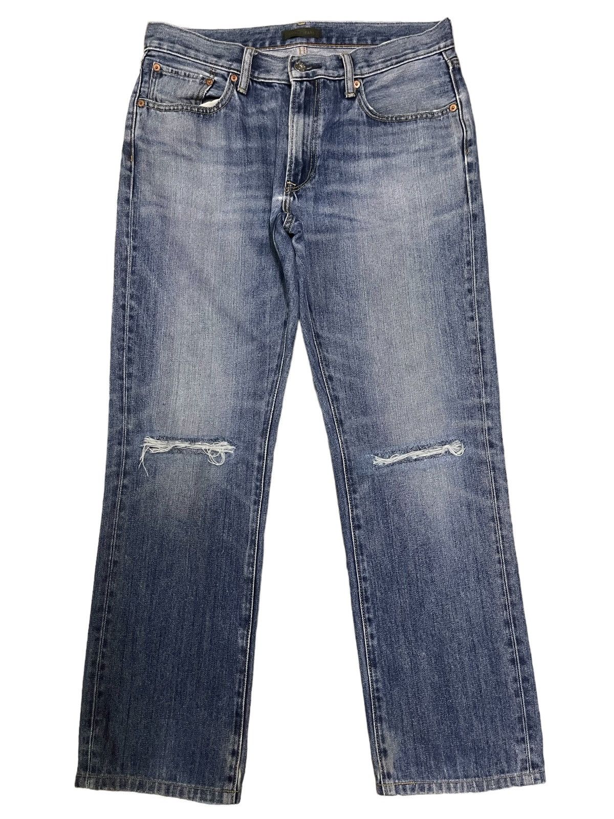 image of Jun Takahashi x Uniqlo Vintage Japanese Uniqlo Blue Wash Distressed Jeans, Men's (Size 33)