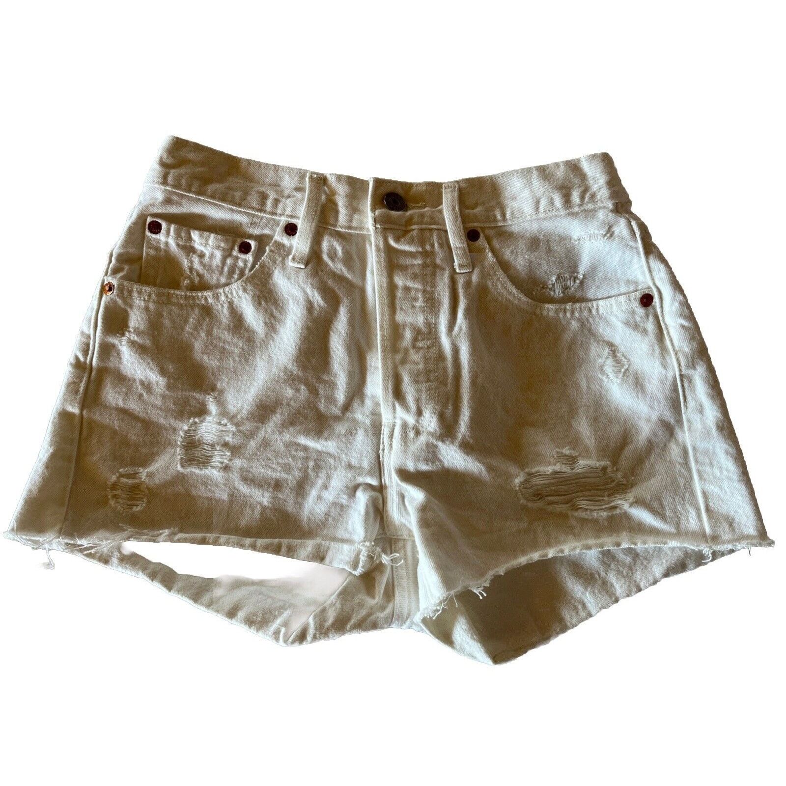Levi's Levi's Shorts Womens 26 White 501 Jean Denim 28x3 Button Fly Size 28" / US 6 / IT 42 - 1 Thumbnail