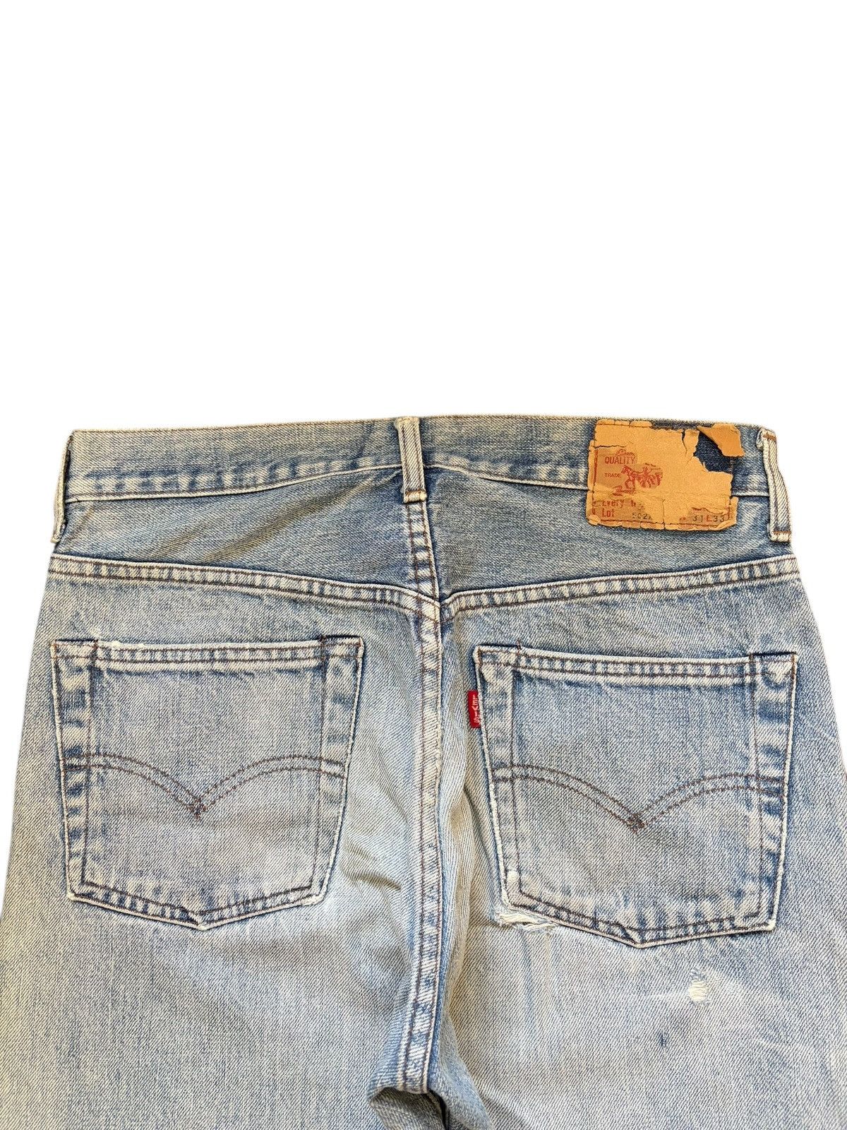 Levi's Vintage 90s Levis 502XX Big E Selvedge Distress Loose Jeans Size US 29 - 4 Thumbnail