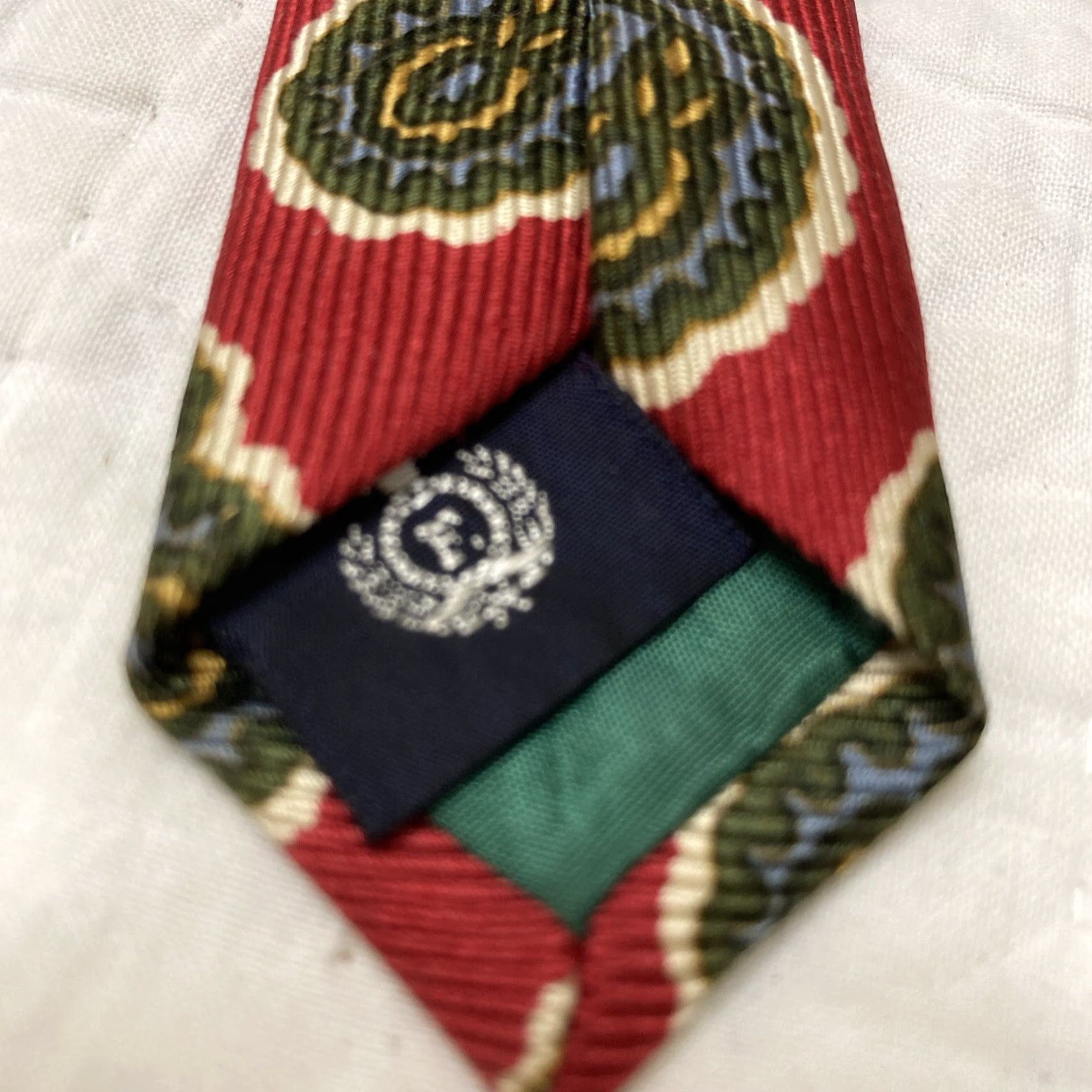 Faconnable FACONNABLE Men 100% Silk Necktie FRANCE Designer Amoeba Paisley Tie Classic Red Long (More Than 60") Handmade N/A Womens/Men Size ONE SIZE - 4 Thumbnail