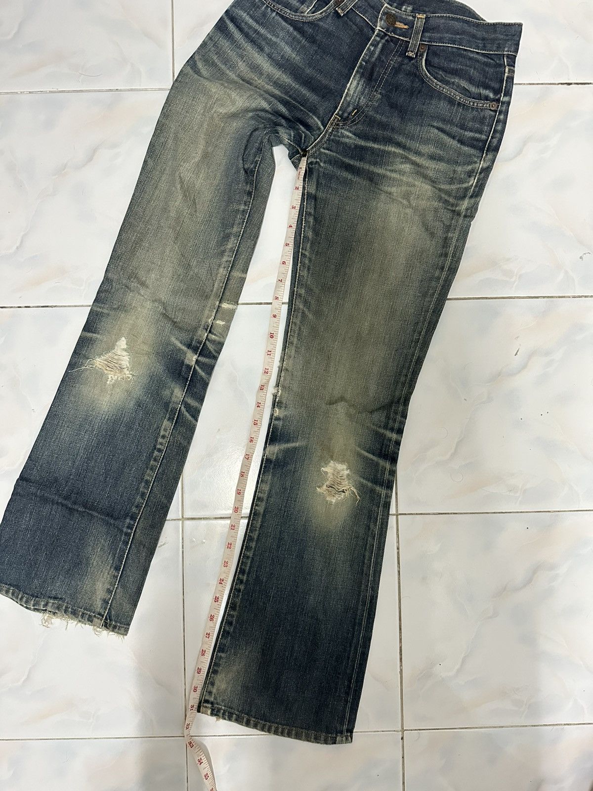 Japanese Brand Vintage Edwin Faded Flare Distressed Jean Denim Pant W28 Size US 28 / EU 44 - 17 Thumbnail