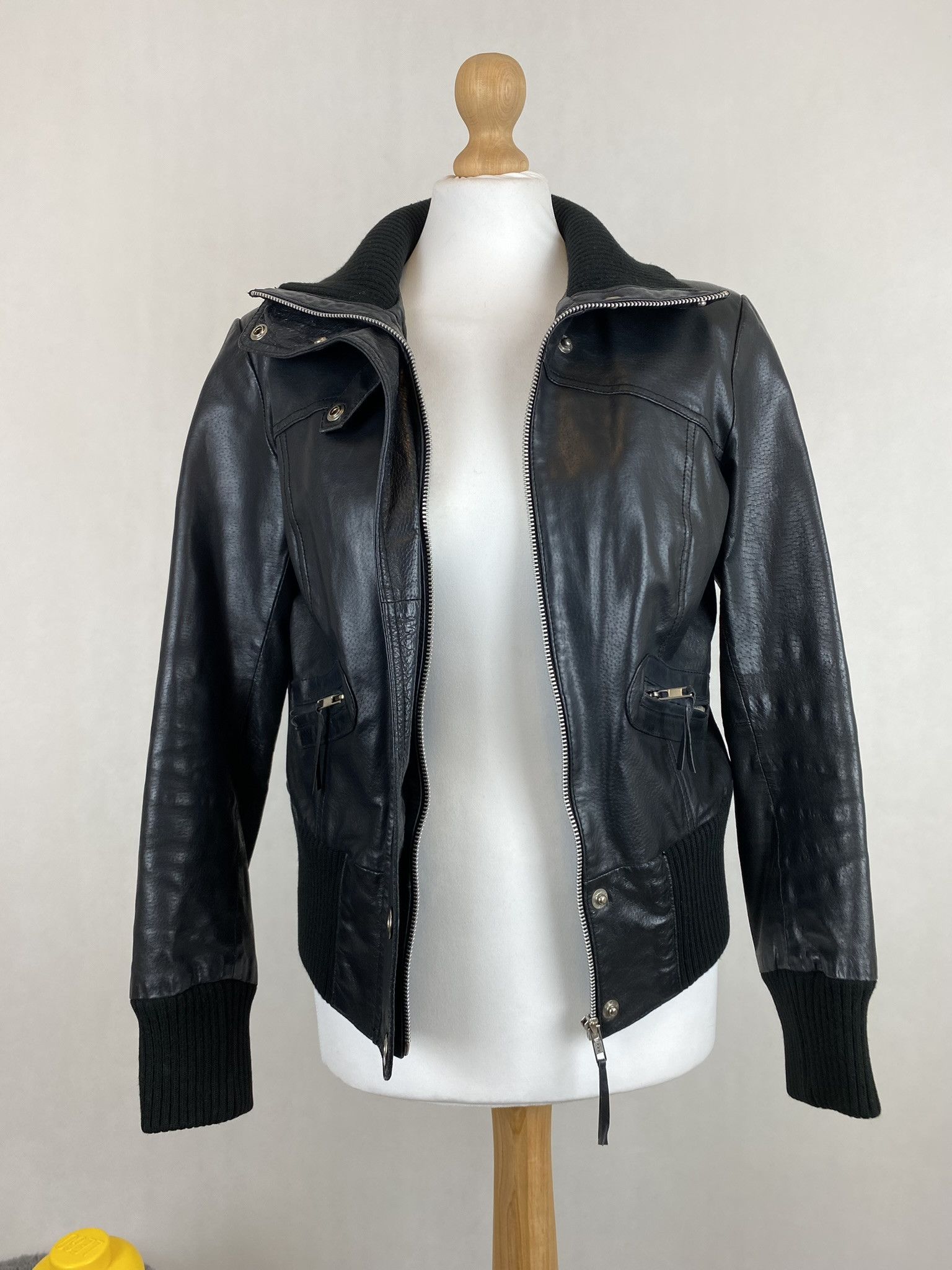 Genuine Leather × Vintage real leather womens jacket big collar tailored Size M / US 6-8 / IT 42-44 - 3 Thumbnail