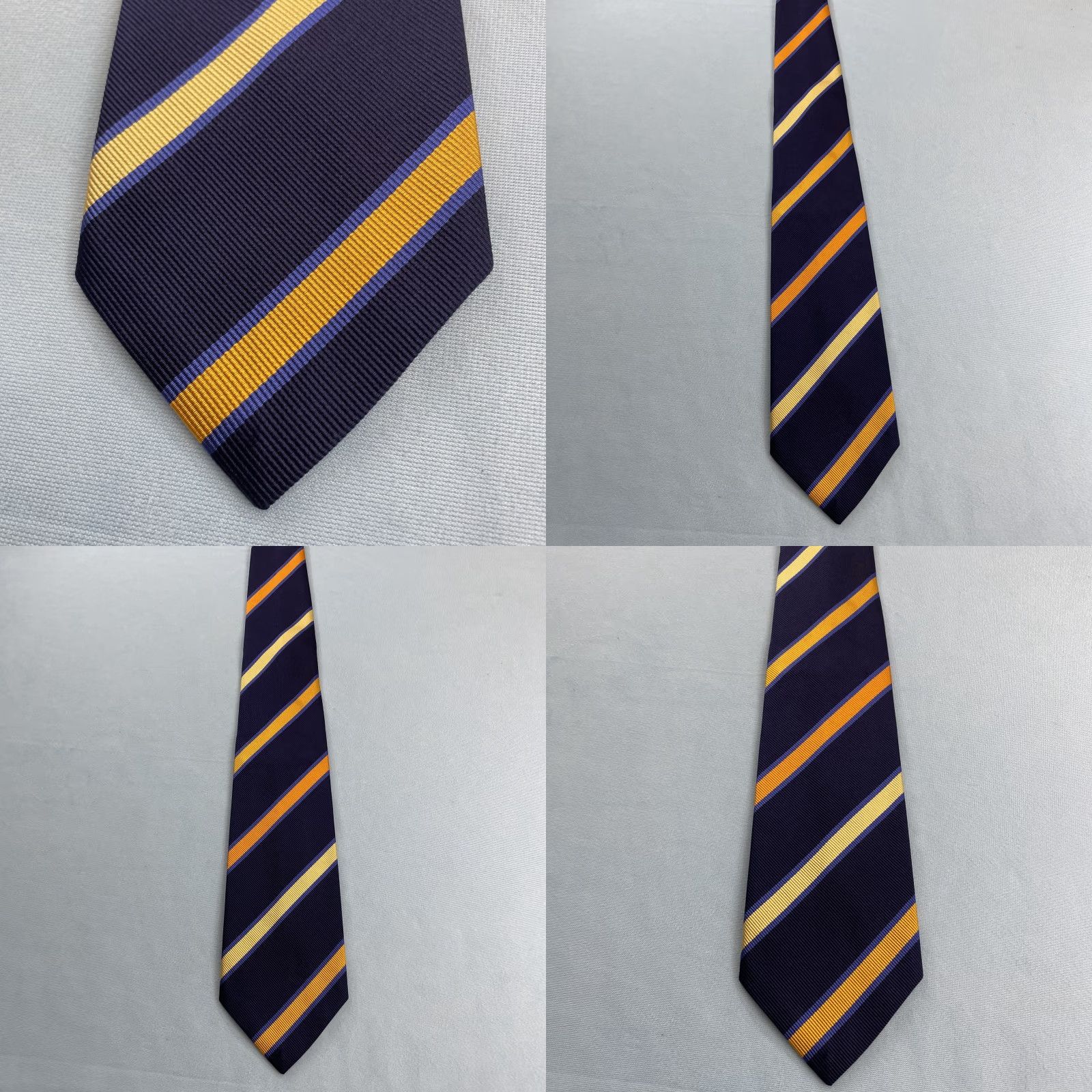 Vintage Ben Silver Silk Repp Tie 3.7x61" Long Blue Gold Yellow Stripe Vtg Money Capsule Men Tie Silk Business Executive Capsule Necktie Mens Size ONE SIZE - 10 Thumbnail