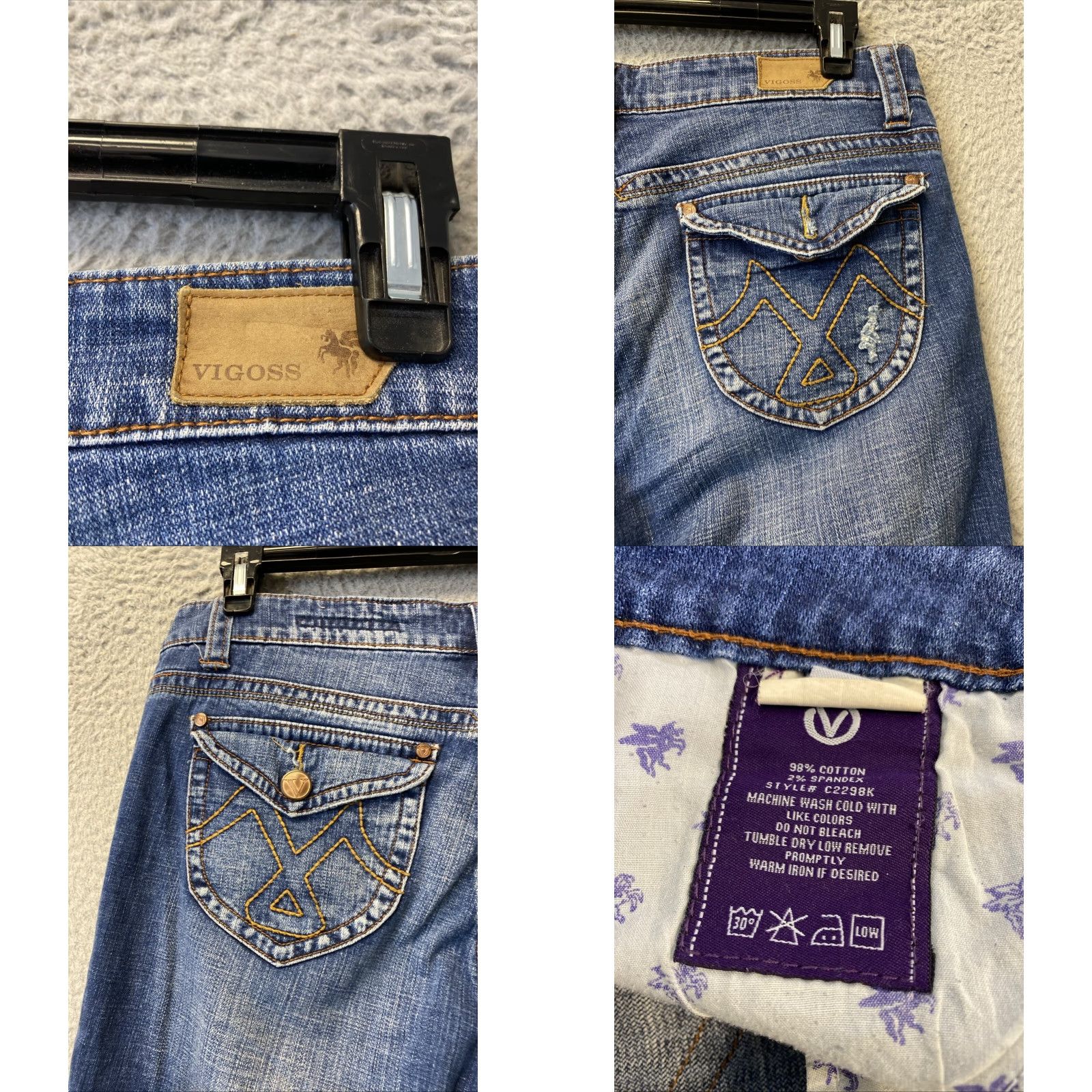 Vintage VIGOSS Denim Capri Jeans Mid Rise Women’s 11 34x19 Blue Slim Distressed Designer Size 32" / US 10 / IT 46 - 8 Thumbnail