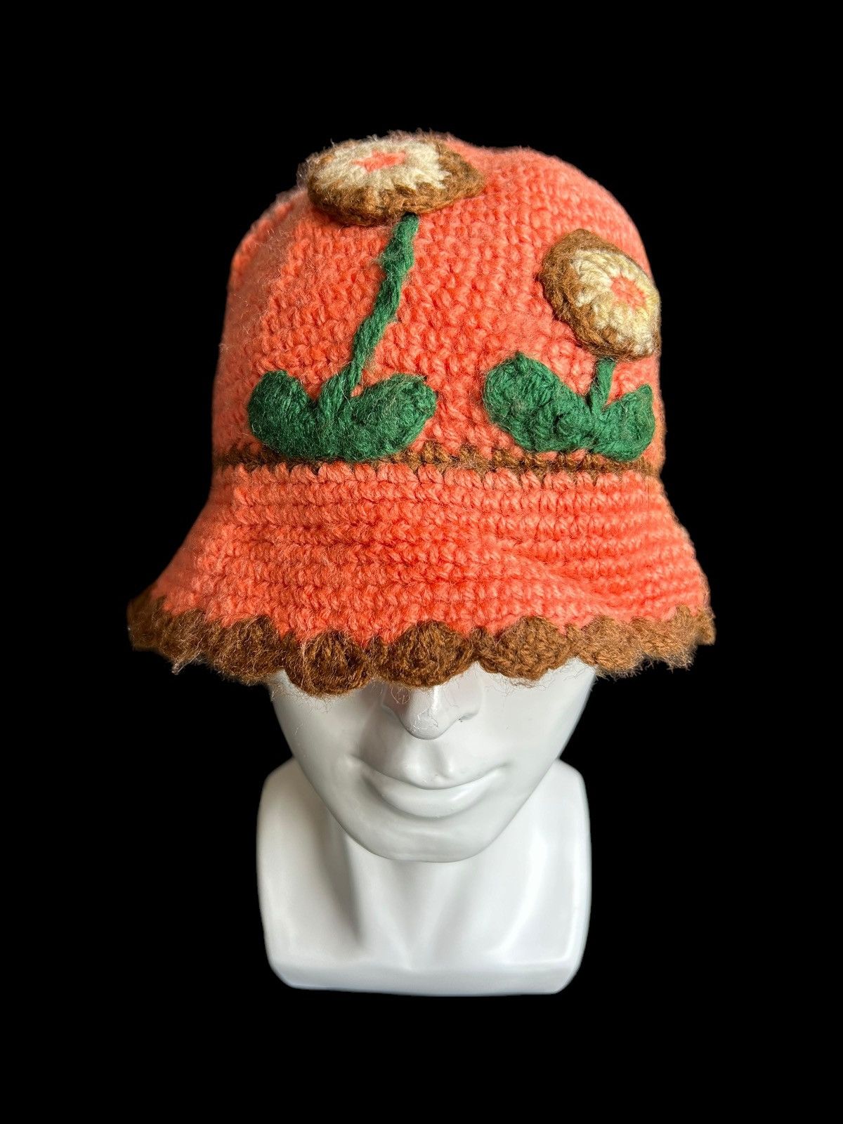 Japanese Brand × Kapital × Vintage Hippies Style Orange Knitted Crochet Handmade Bucket Hats Size ONE SIZE - 3 Thumbnail