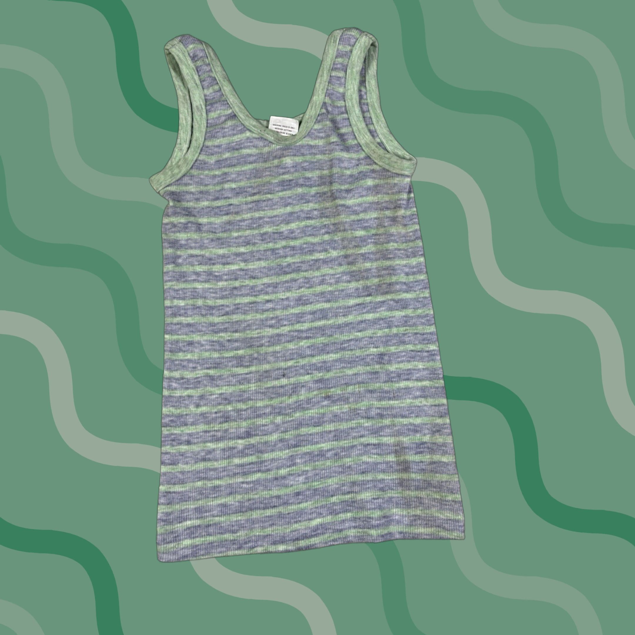 Hanes VINTAGE Hanes Striped Tank Top Shirt Womens S Blue 70s Casual Tank Sleeveless Round Neck/ Breathable Knit Polyester Size S / US 4 / IT 40 - 1 Thumbnail