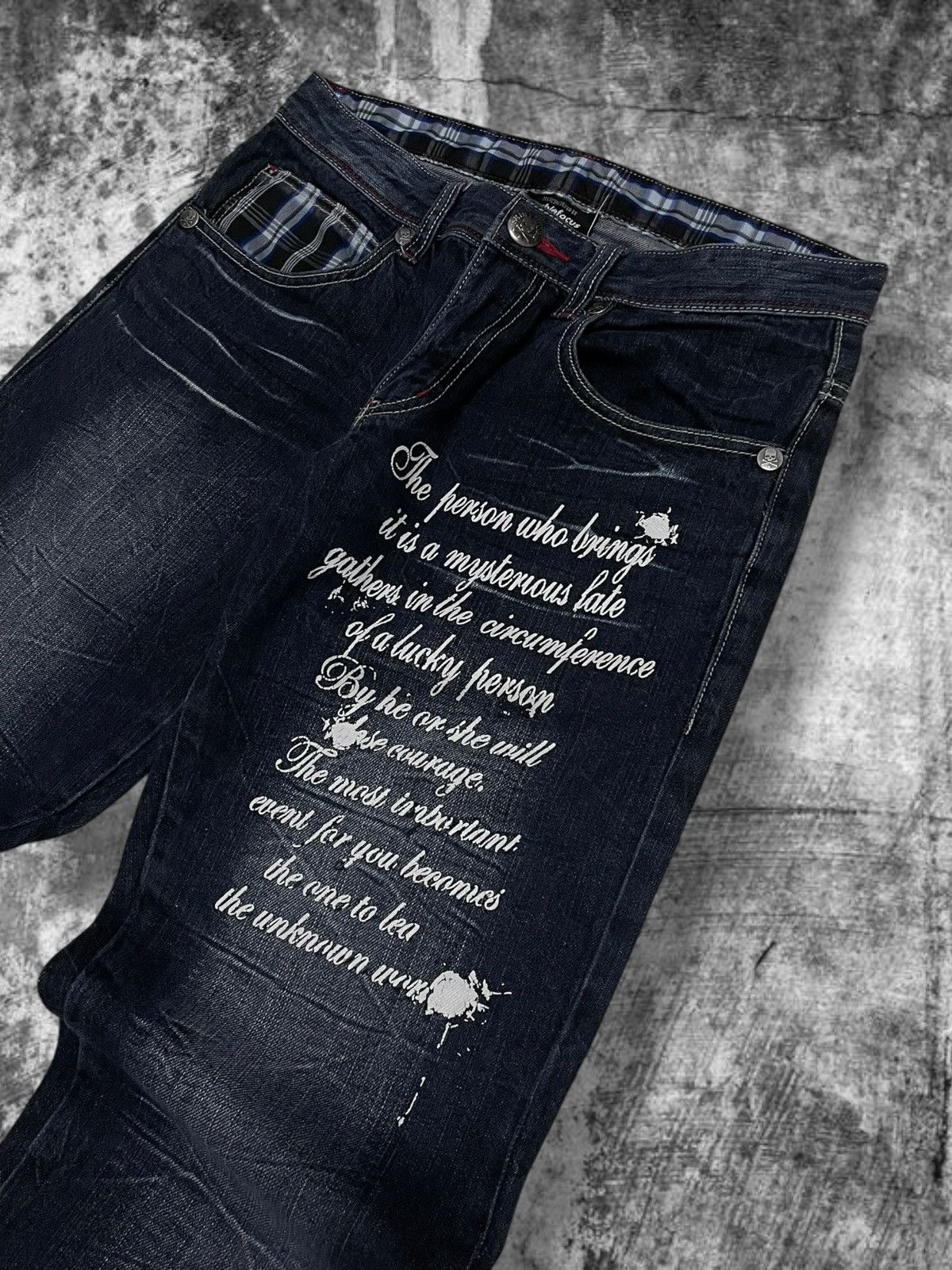 Japanese Brand Vintage 90’s Japan Designer Double Focus ‘Poetry’ Denim Size US 29 - 6 Thumbnail