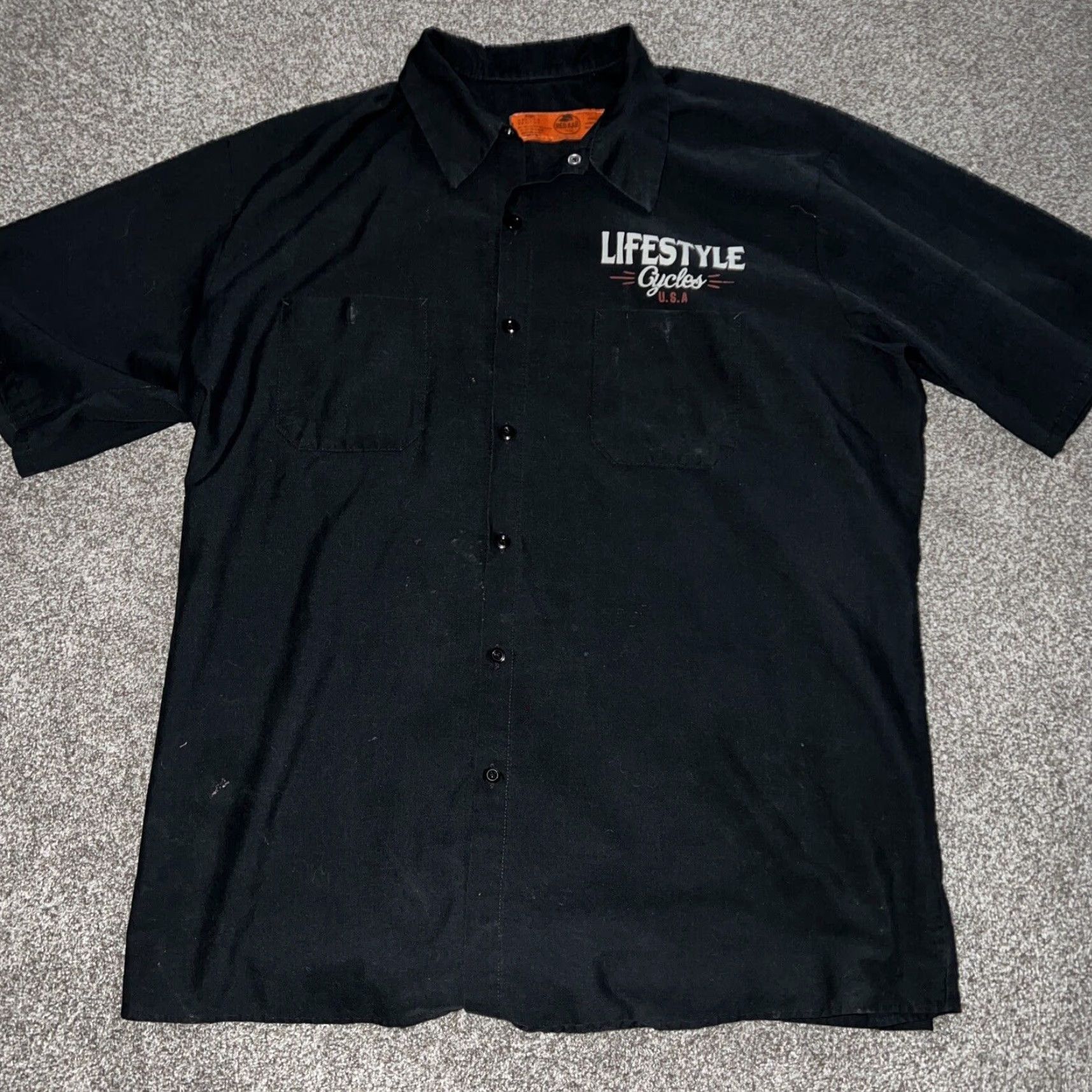 Red Kap VINTAGE Red Kap Men’s Short Sleeve Black Button-Up Shirt XL XXL Size US XL / EU 56 / 4 - 2 Thumbnail