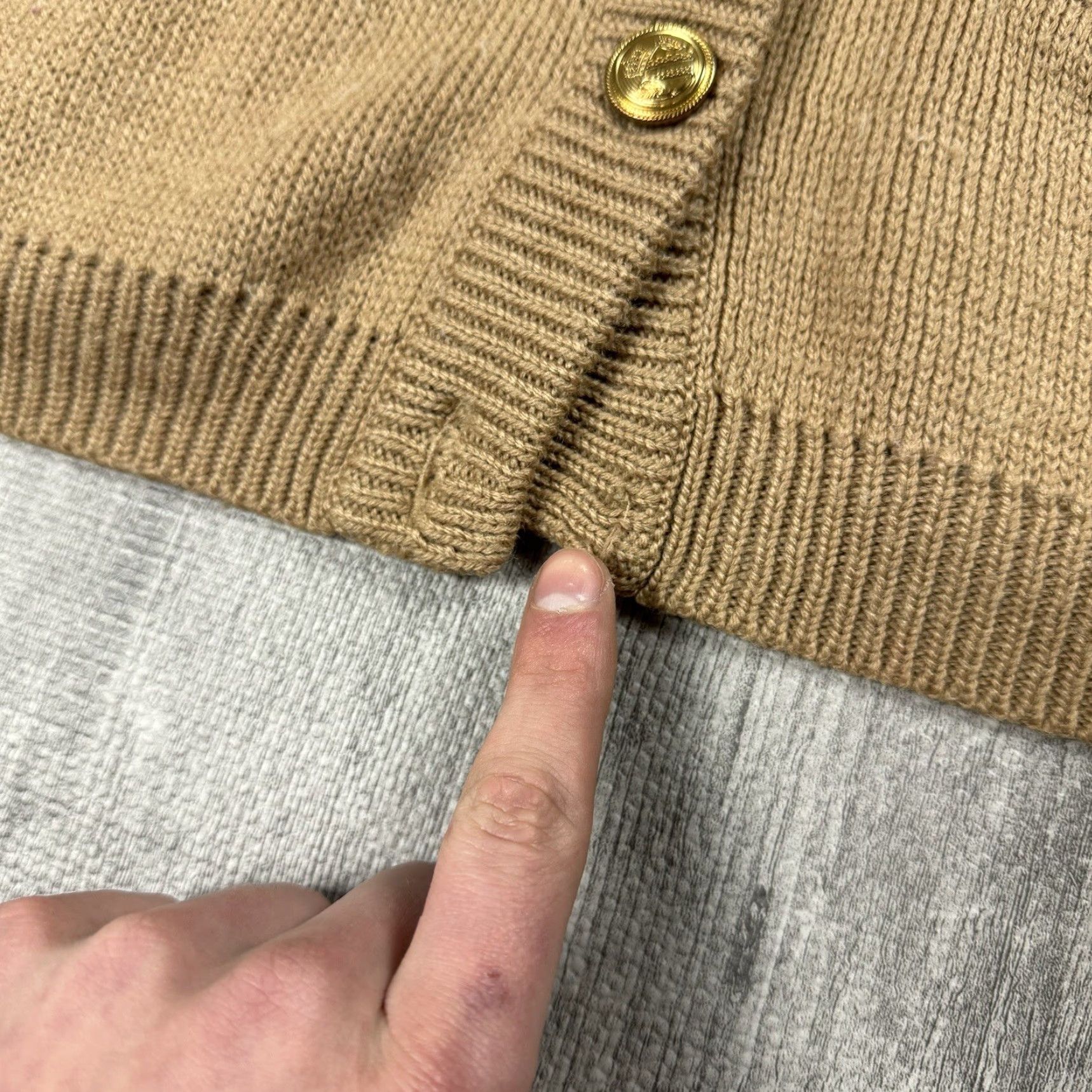 Camel MARK FORE & STRIKE Military Sweater Pullover Unisex Adult 42 Beige Button Knit Classic Size M / US 6-8 / IT 42-44 - 5 Thumbnail