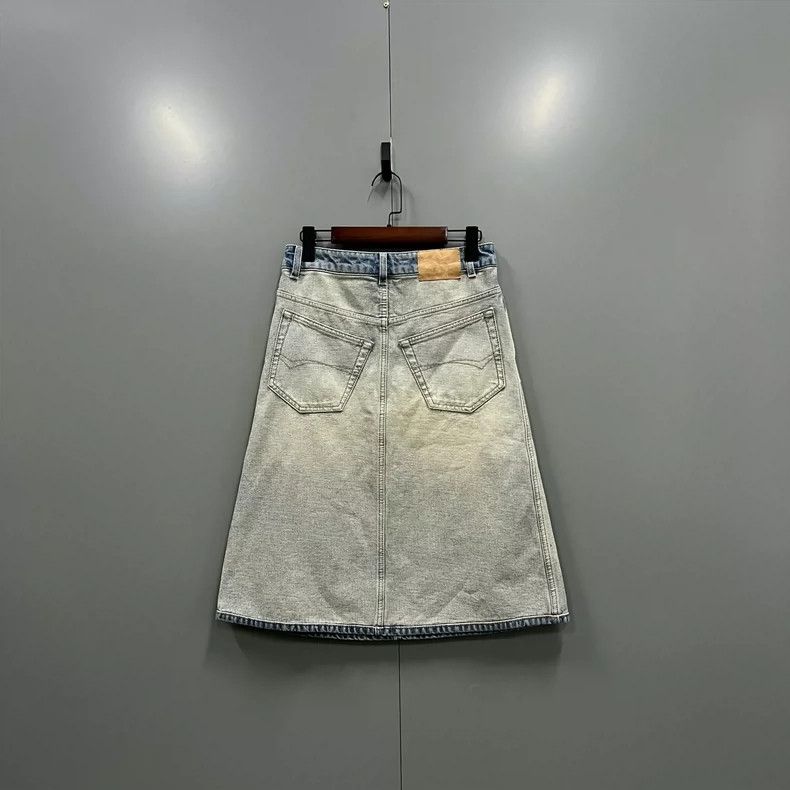 Balenciaga Balenciaga Light Blue Washed Denim Skirt Size 33" - 2 Thumbnail