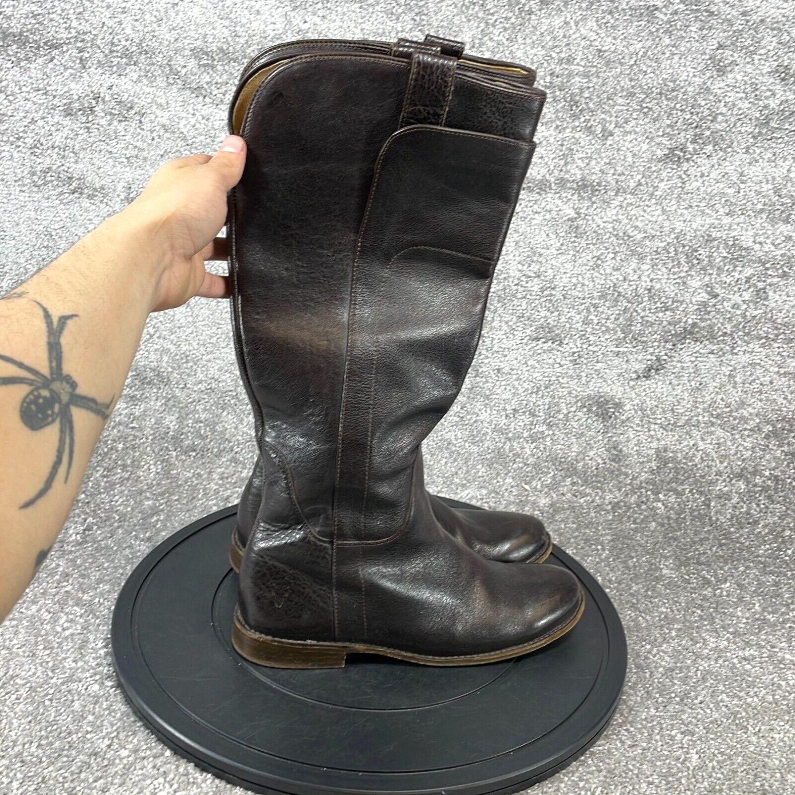 image of Frye Boots Women's Size 8 B Paige Waterproof Pull On Riding Brown Leather in White