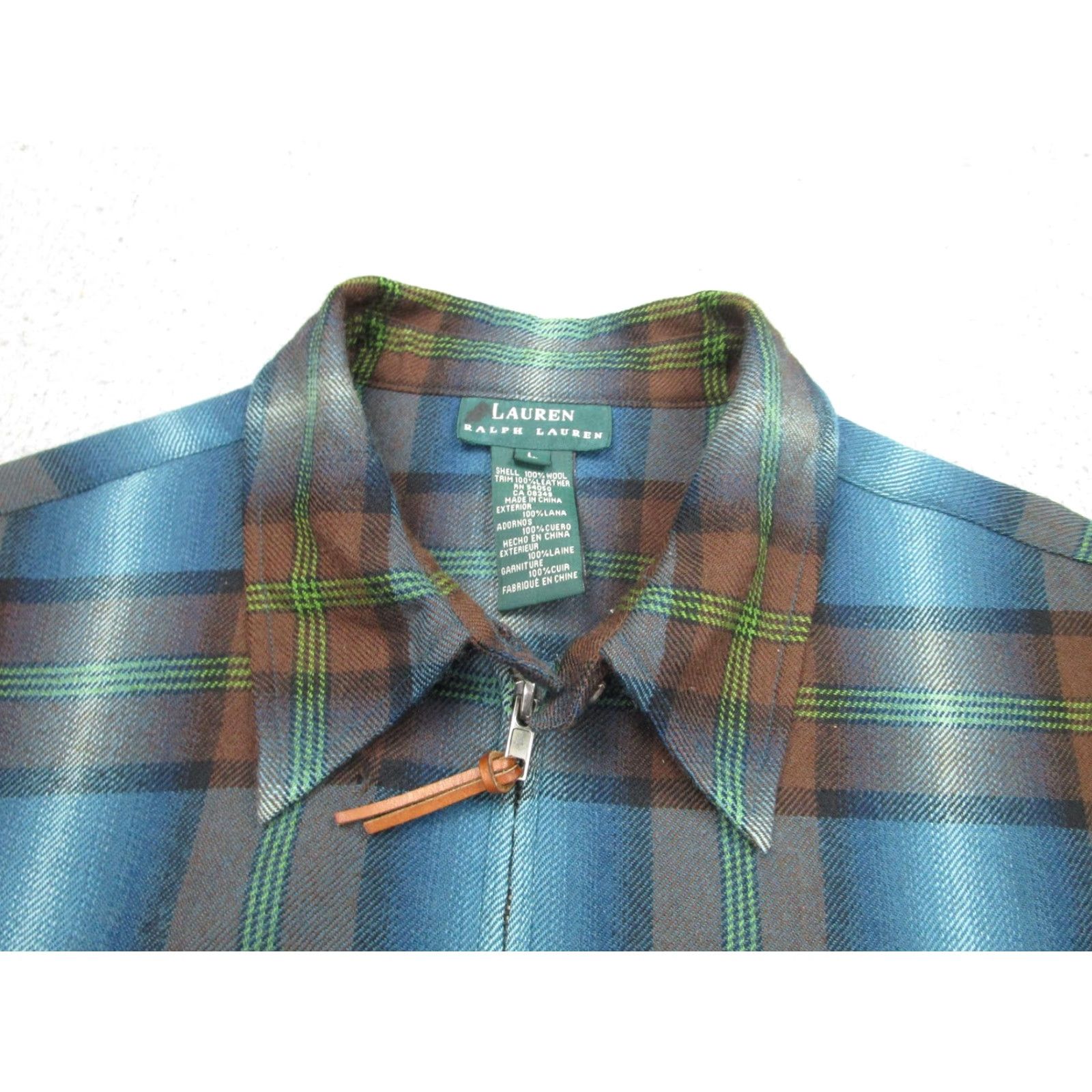 Ralph Lauren Ralph Lauren Jacket Mens L Blue Wool Plaid Flannel Elbow Patch Zip Shacket Size US L / EU 52-54 / 3 - 5 Thumbnail