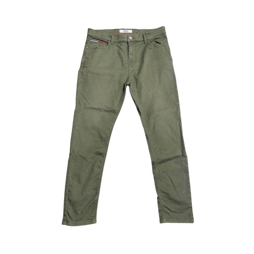 Tommy Hilfiger Jeans Chino Denim Green Slim Fit Pants 36x32 Streetwear Chic Size US 36 / EU 52 - 1 Thumbnail