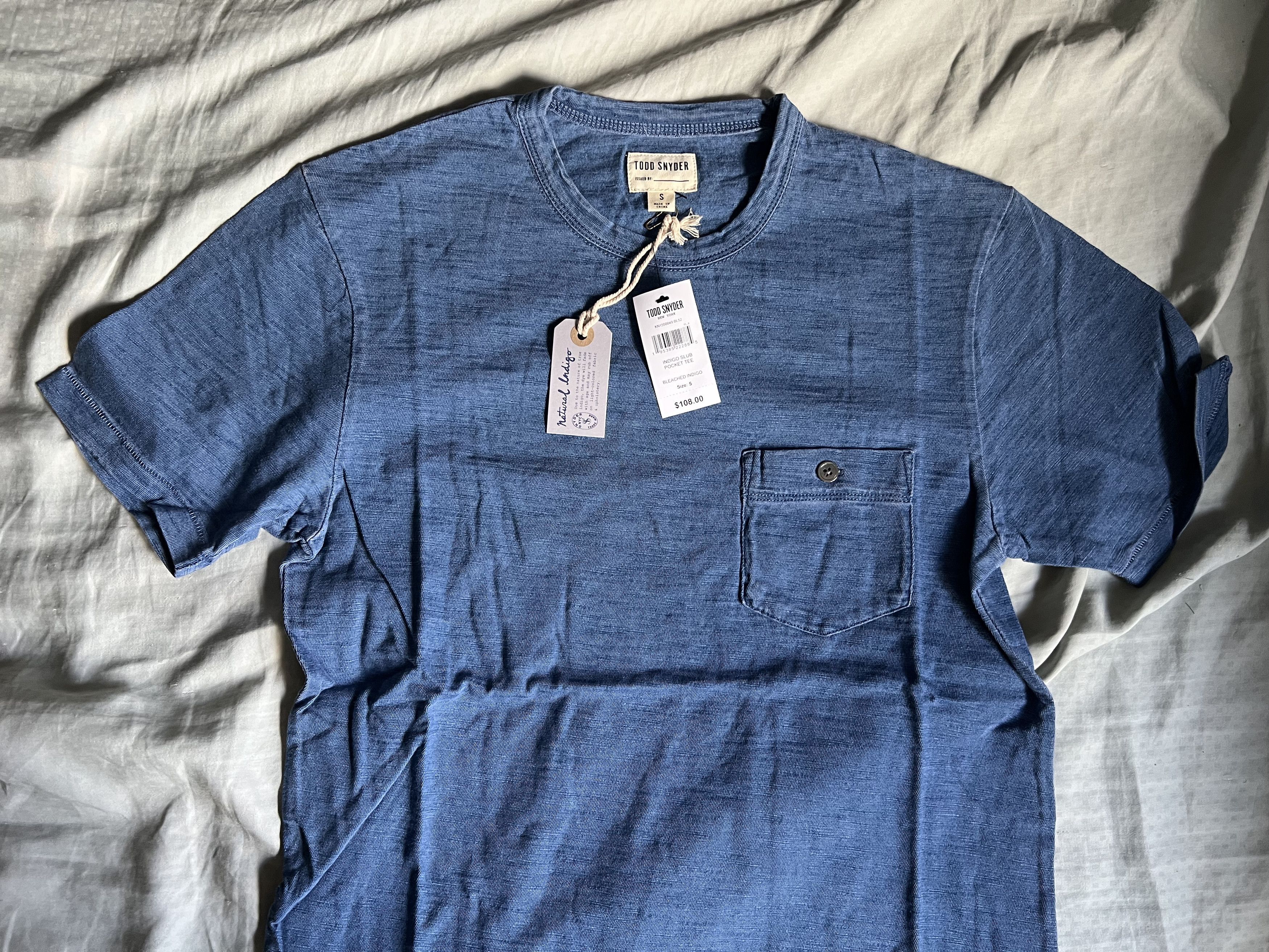 Todd Snyder Todd Snyder Bleached Indigo Slub Pocket Tee SMALL $108 Size US S / EU 44-46 / 1 - 3 Thumbnail